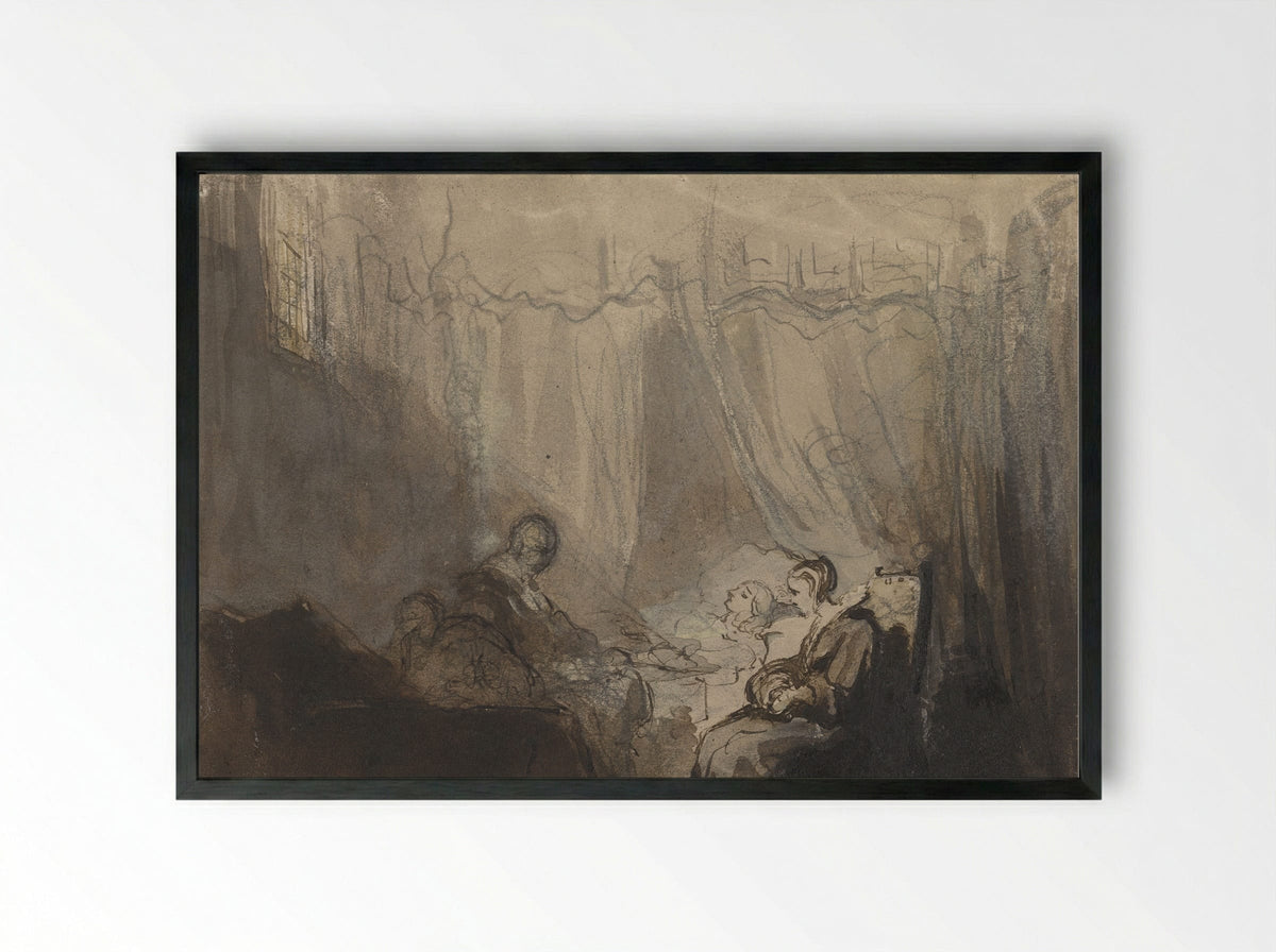 Een ziekbed (The Sickbed) - Christoffel Bisschop - Framed Print Black