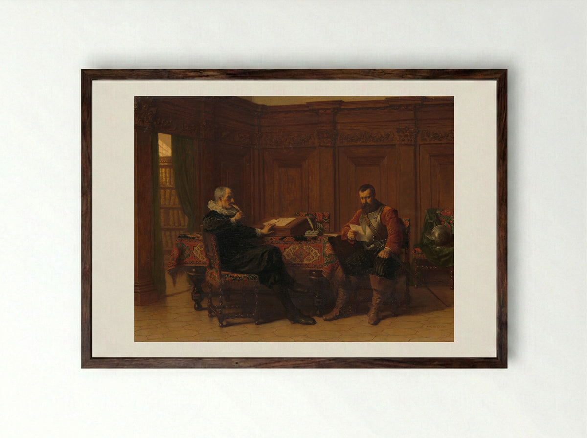Eene conferentie - Lambertus Lingeman - Framed Print Dark Wood