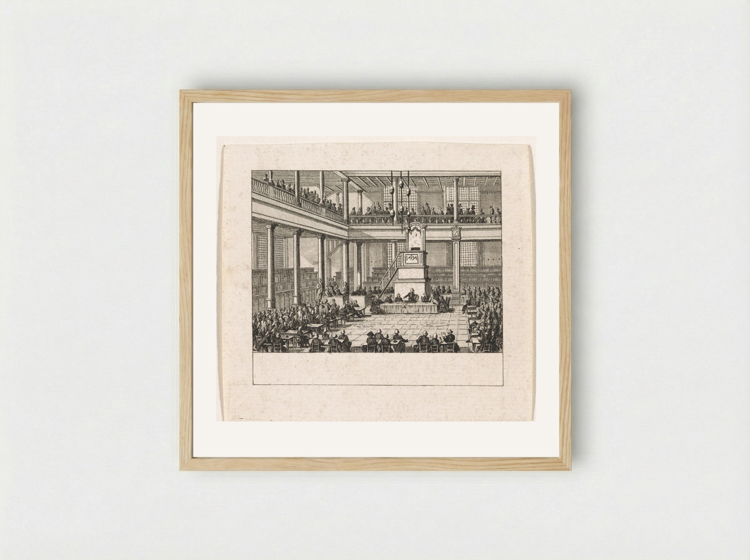 Eerste algemene vergadering van de Maatschappij tot Nut van 't Algemeen - Cornelis Brouwer - Framed Print Wood