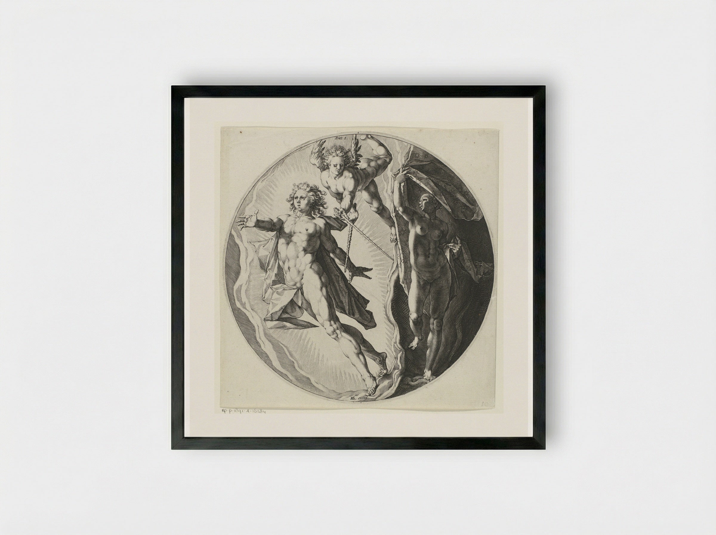 Eerste scheppingsdag: scheiding van licht en duisternis - Jan Harmensz. Muller - Framed Print Black
