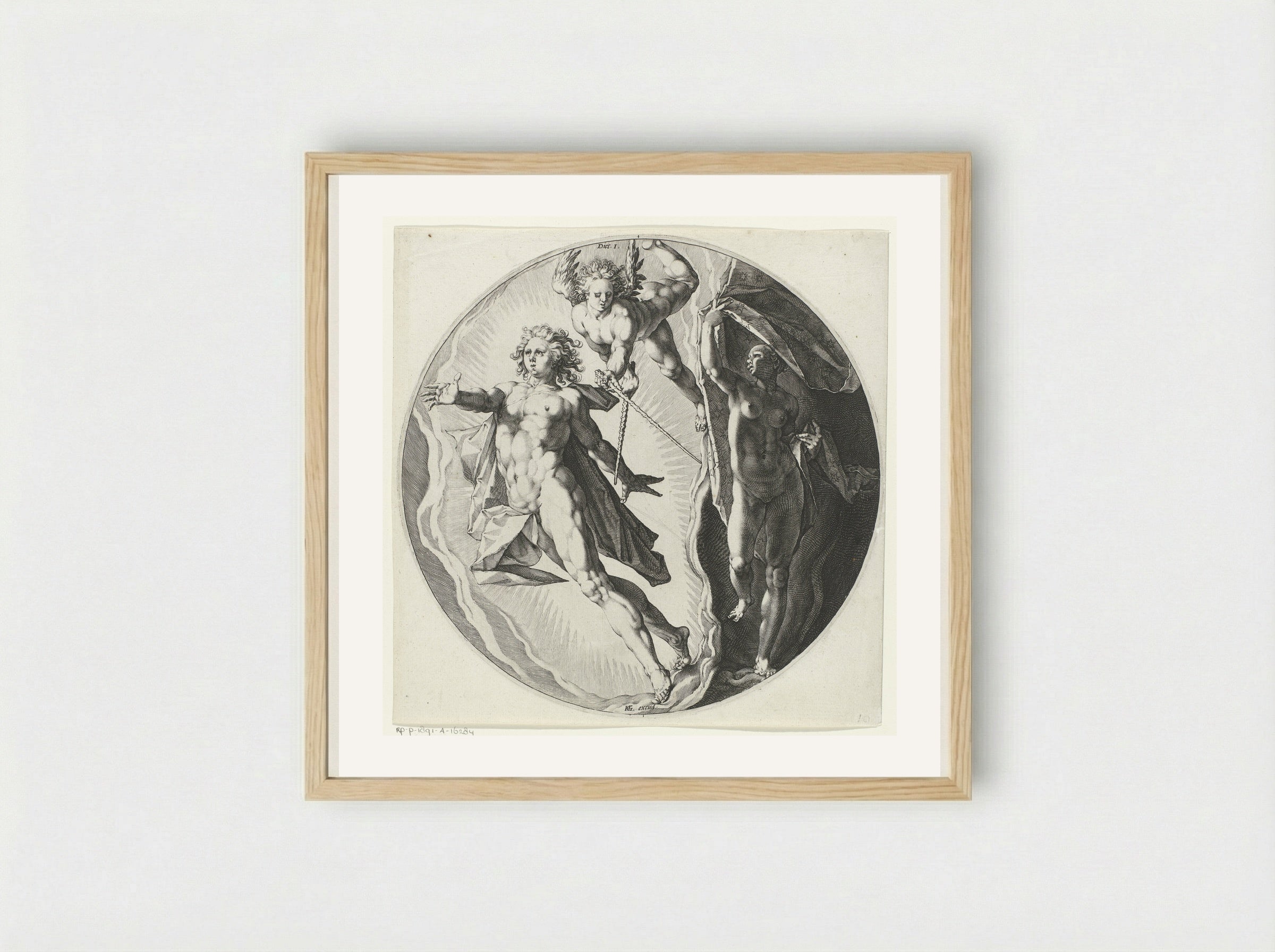 Eerste scheppingsdag: scheiding van licht en duisternis - Jan Harmensz. Muller - Framed Print Wood