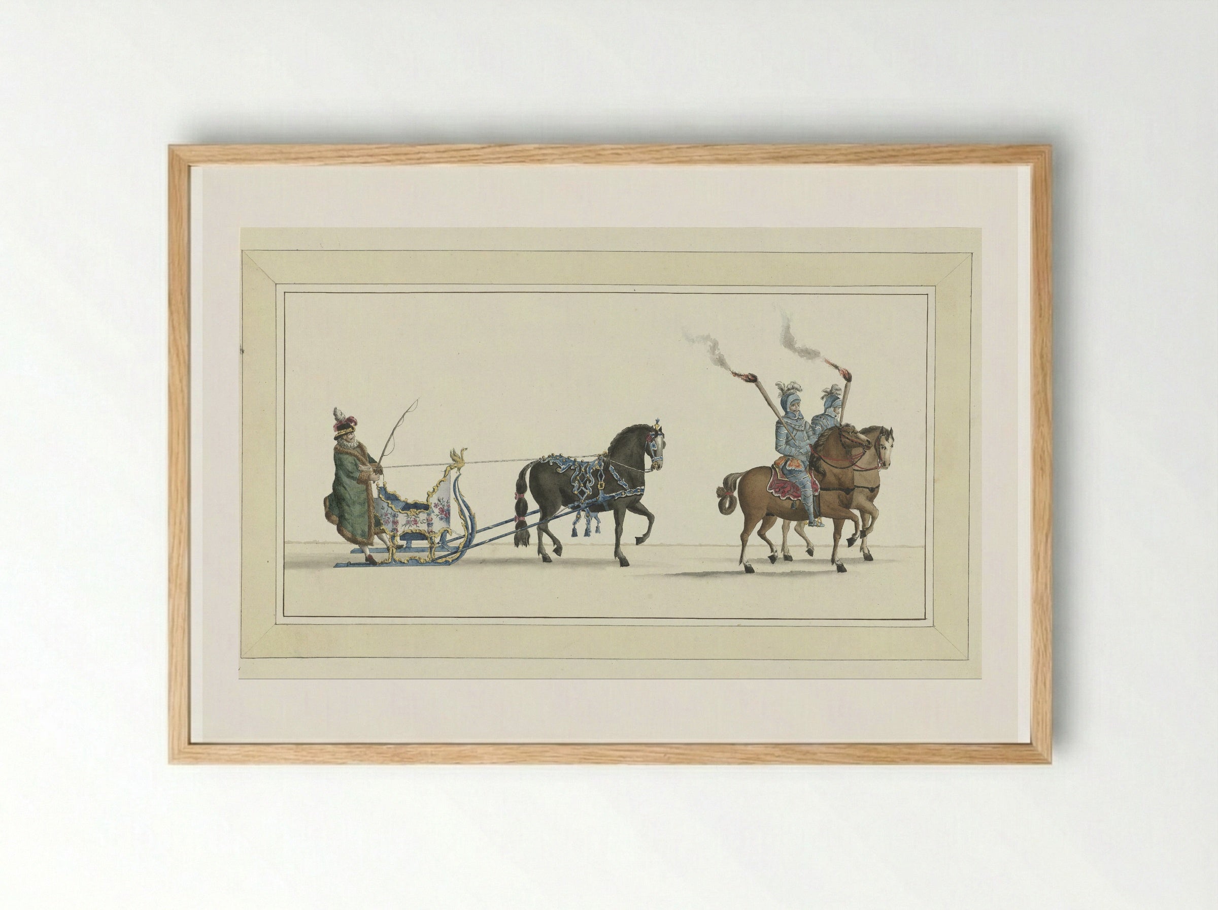 Eerste slede (The First Sleigh) - Abraham Delfos - Framed Print Wood
