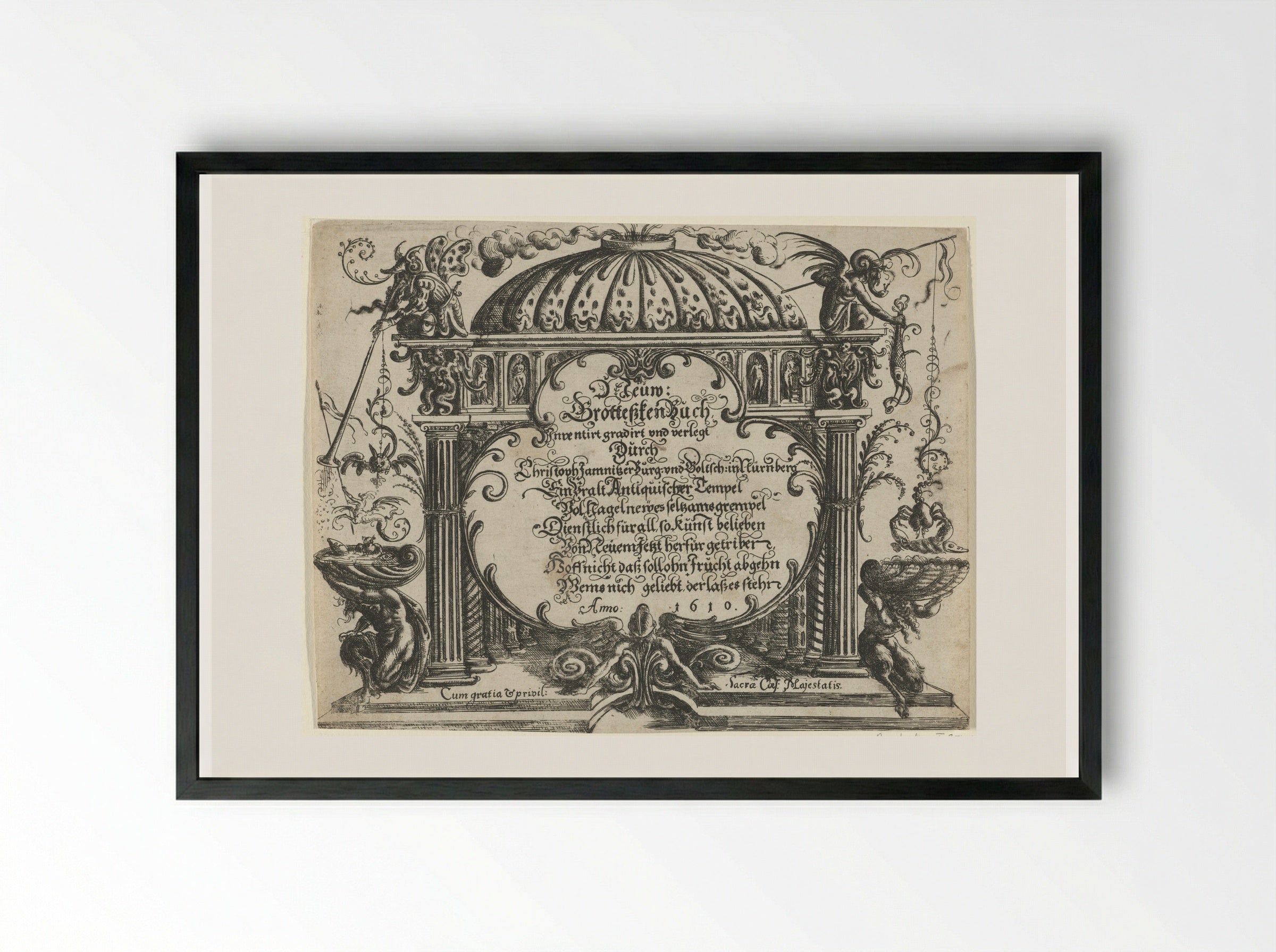 Eerste titelblad - Christoph Jamnitzer - Framed Print Black