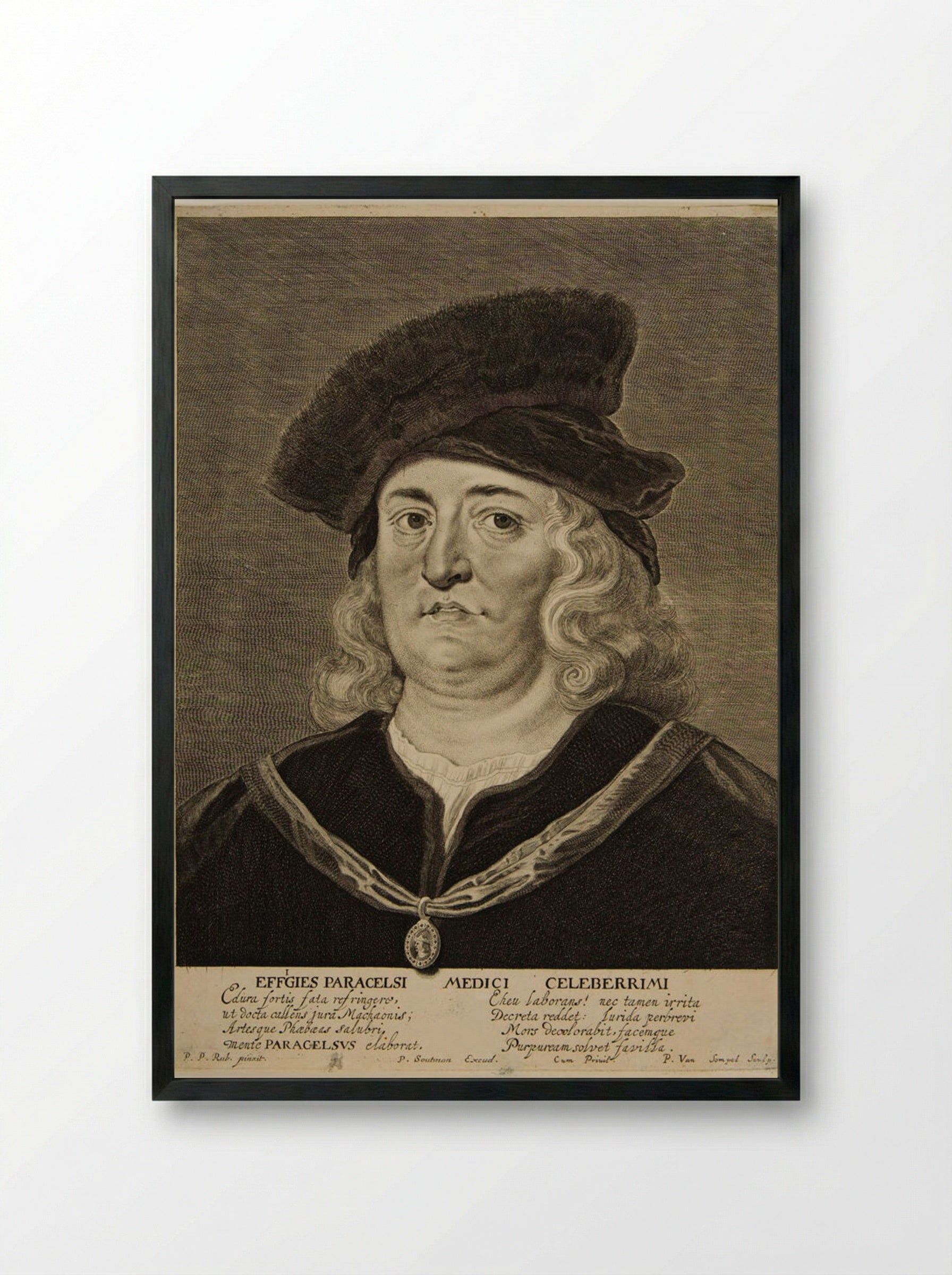Effigies Paracelsi Medici Celeberrimi - Pieter van Sompel - Framed Print Black