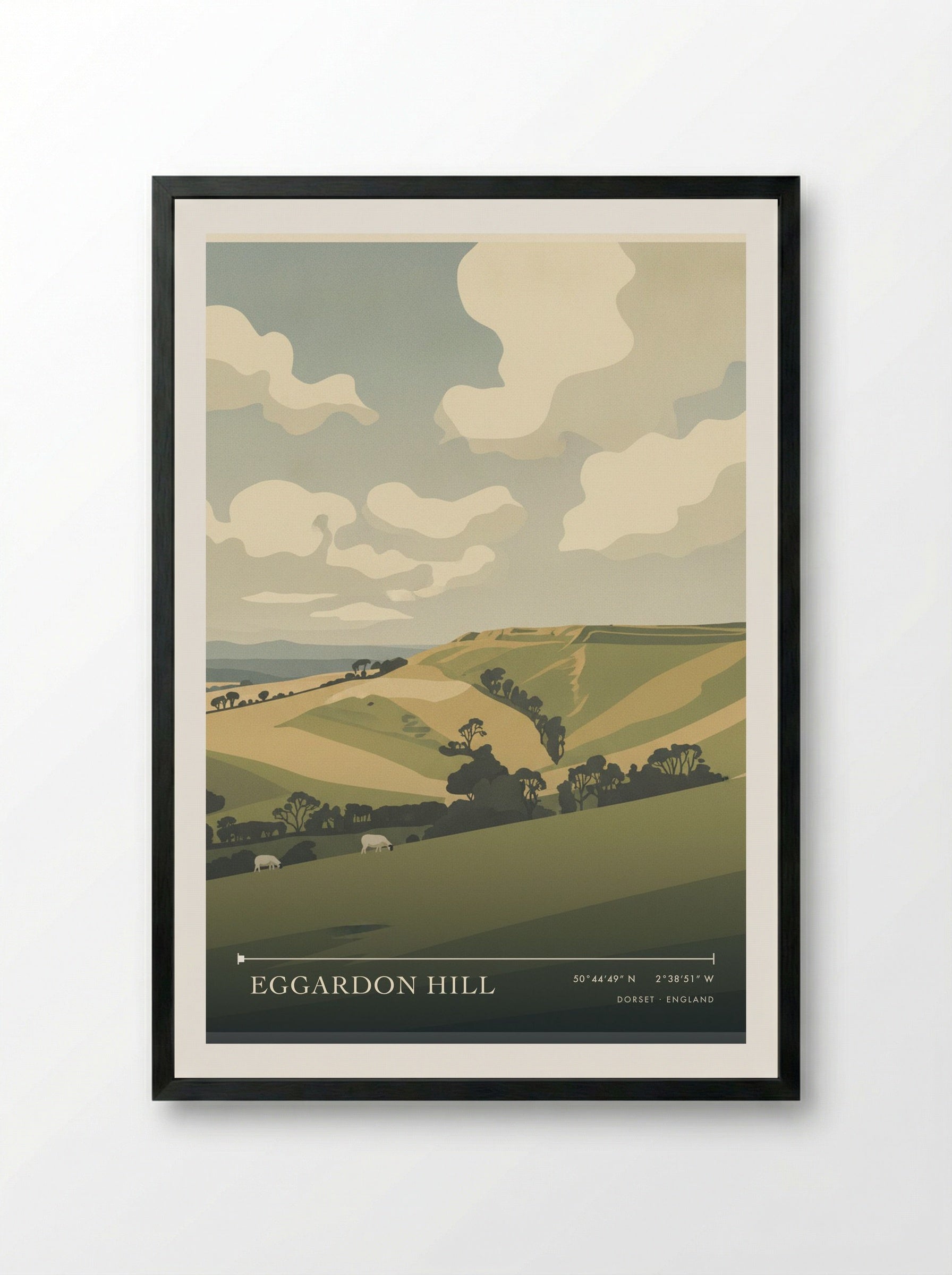 Eggardon Hill Dorset England Travel Poster - Framed Print Black