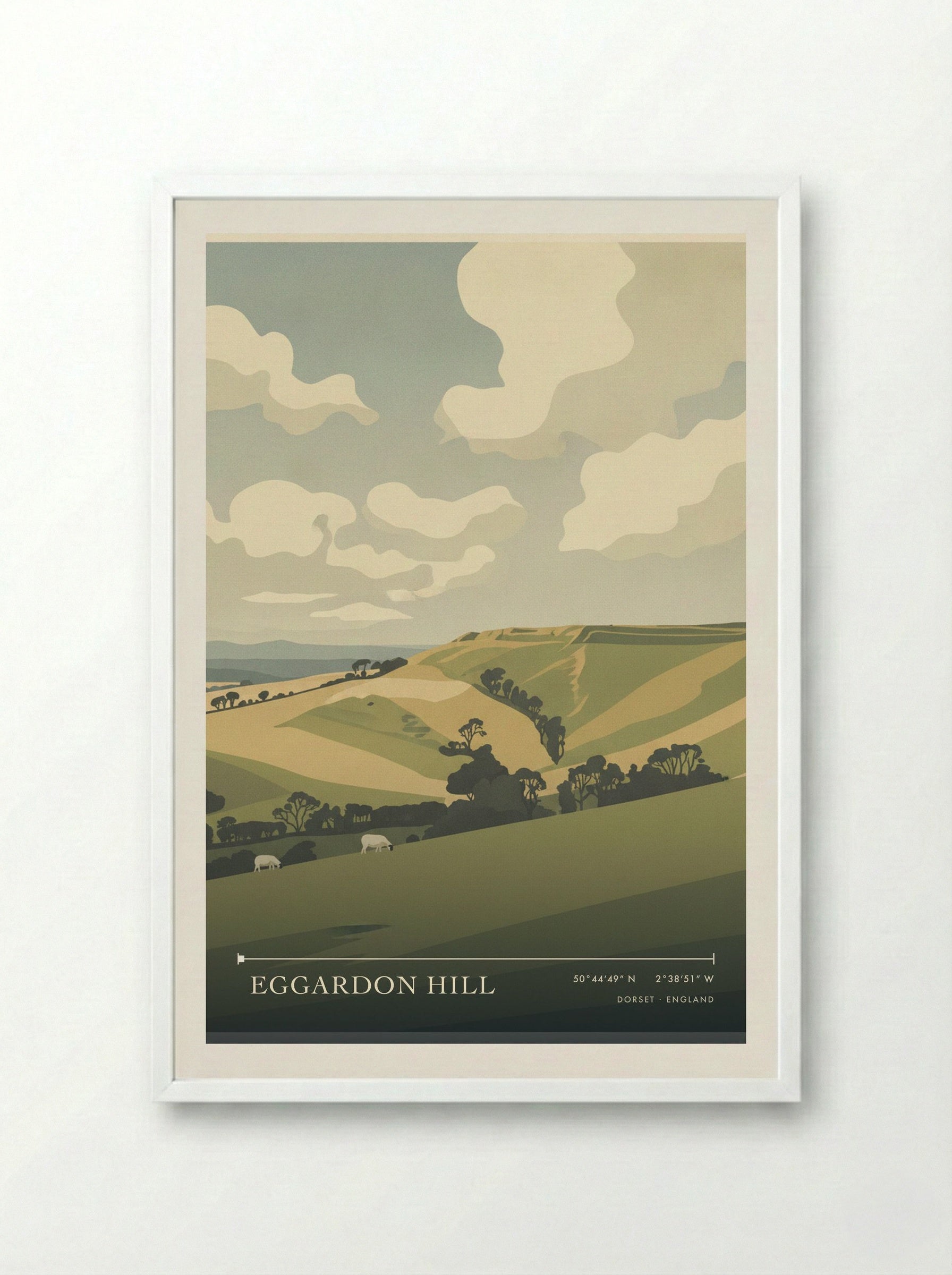 Eggardon Hill Dorset England Travel Poster - Framed Print White