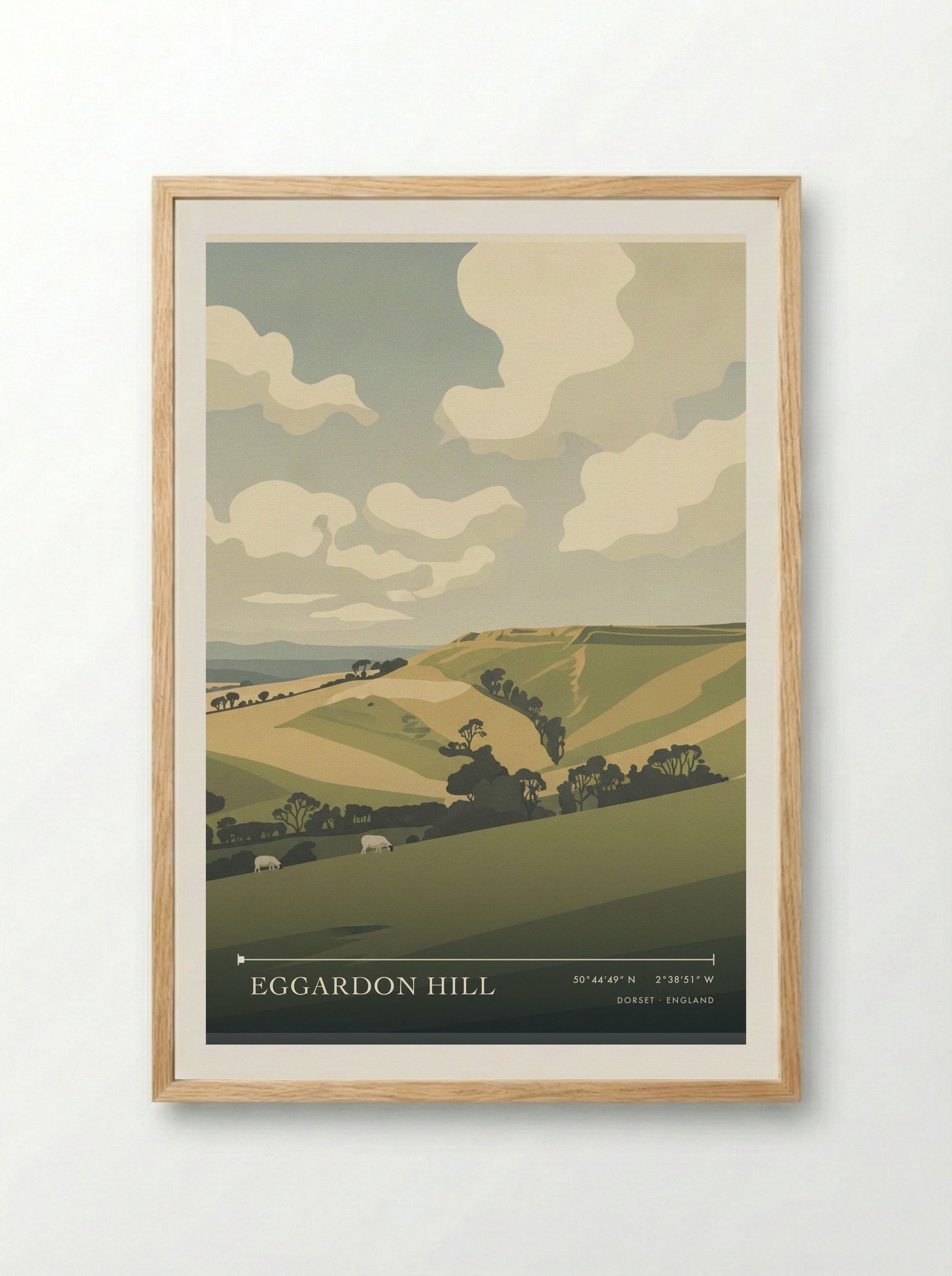 Eggardon Hill Dorset England Travel Poster - Framed Print Wood