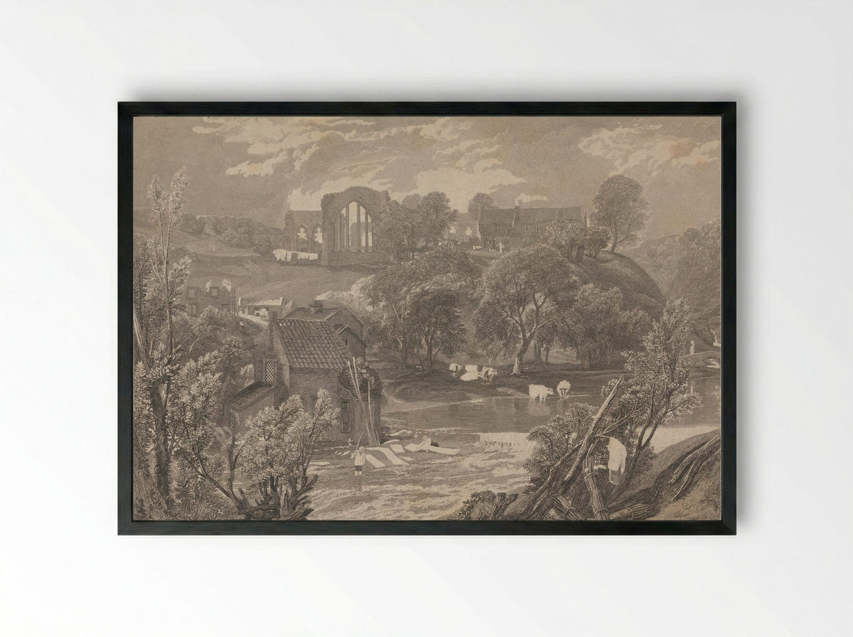 Egglestone Abbey Near Barnard Castle - Thomas Higham - Framed Print Black