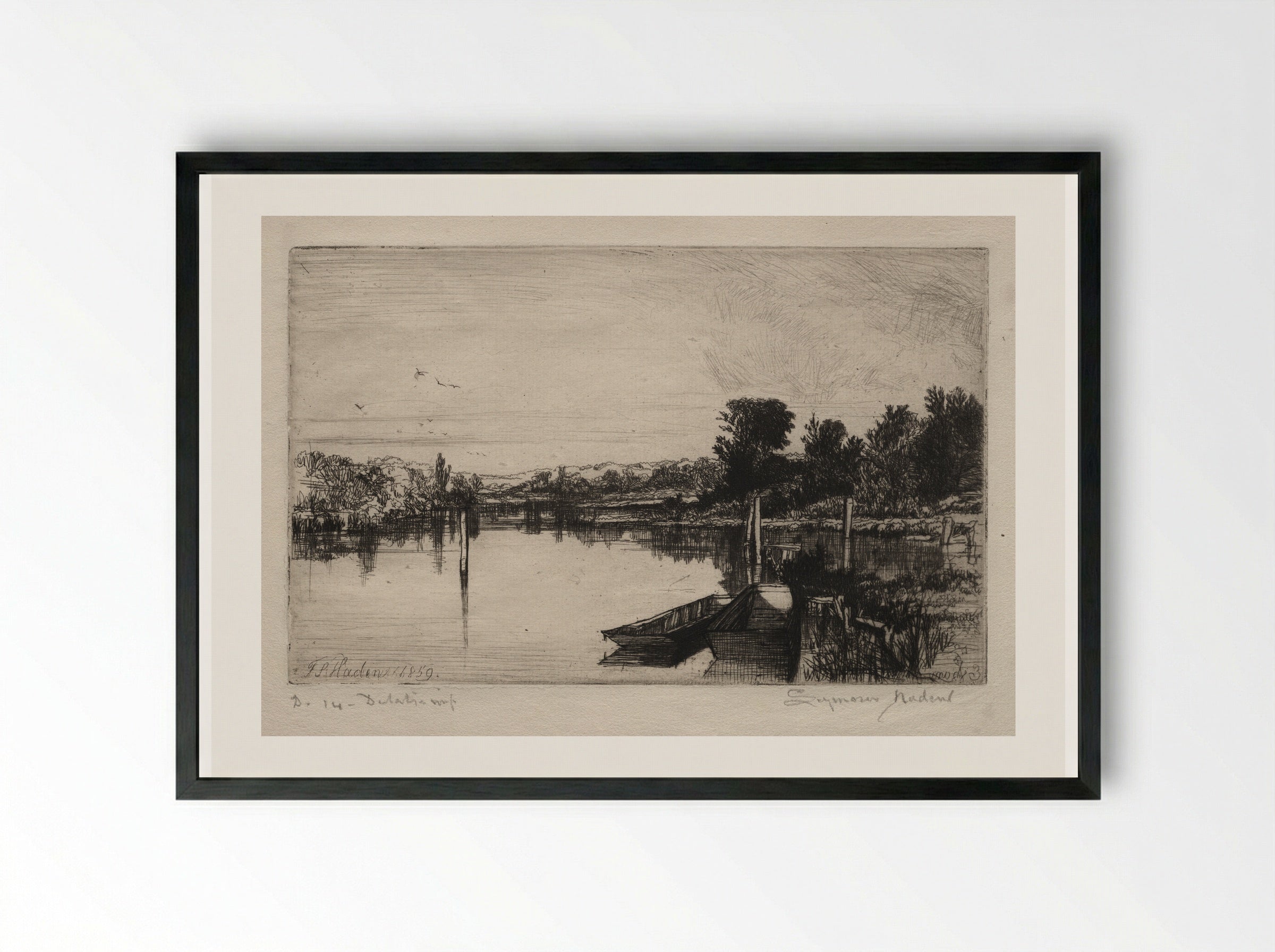 Egham - Francis Seymour Haden - Framed Print Black