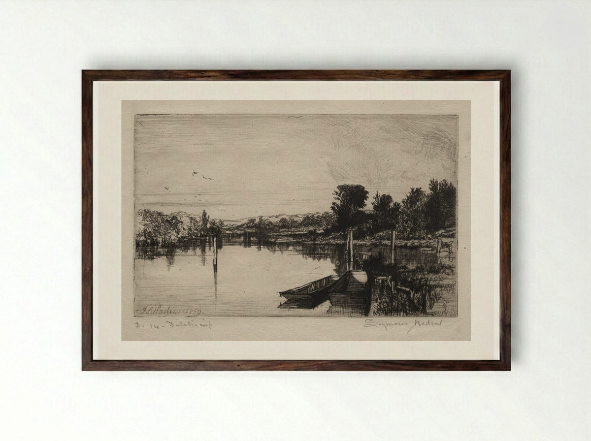 Egham - Francis Seymour Haden - Framed Print Dark Wood