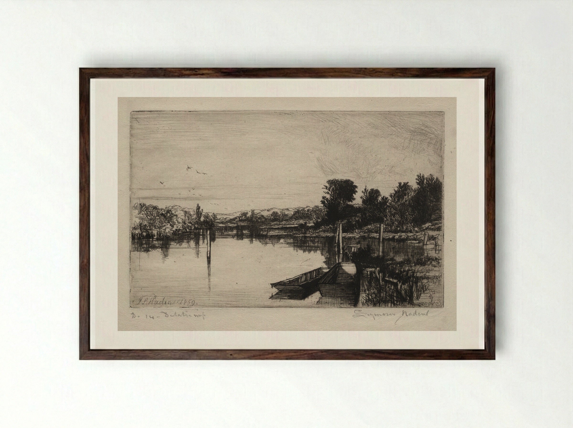 Egham - Francis Seymour Haden - Framed Print Dark Wood