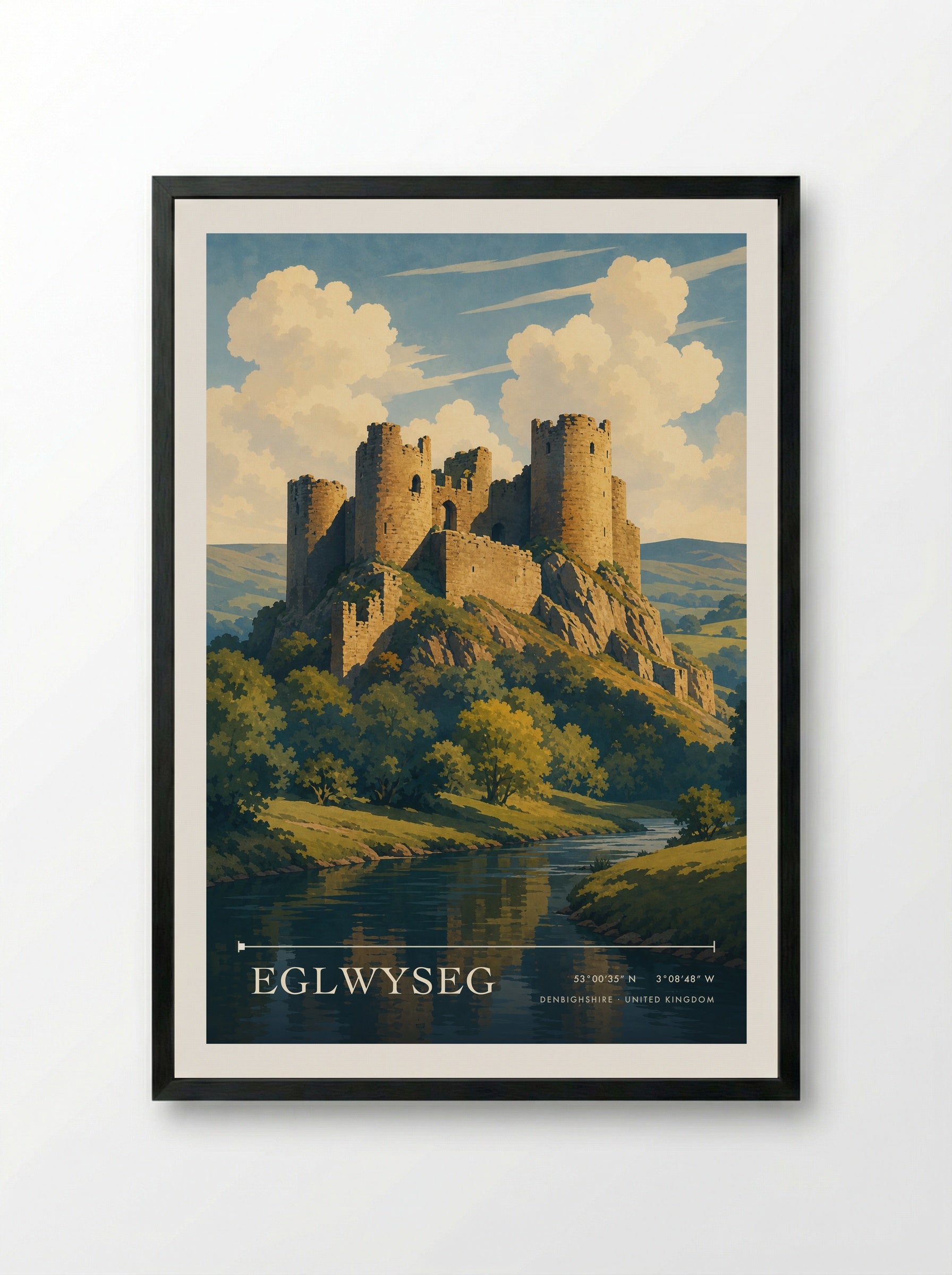 Eglwyseg Denbighshire United Kingdom Travel Poster - Framed Print Black