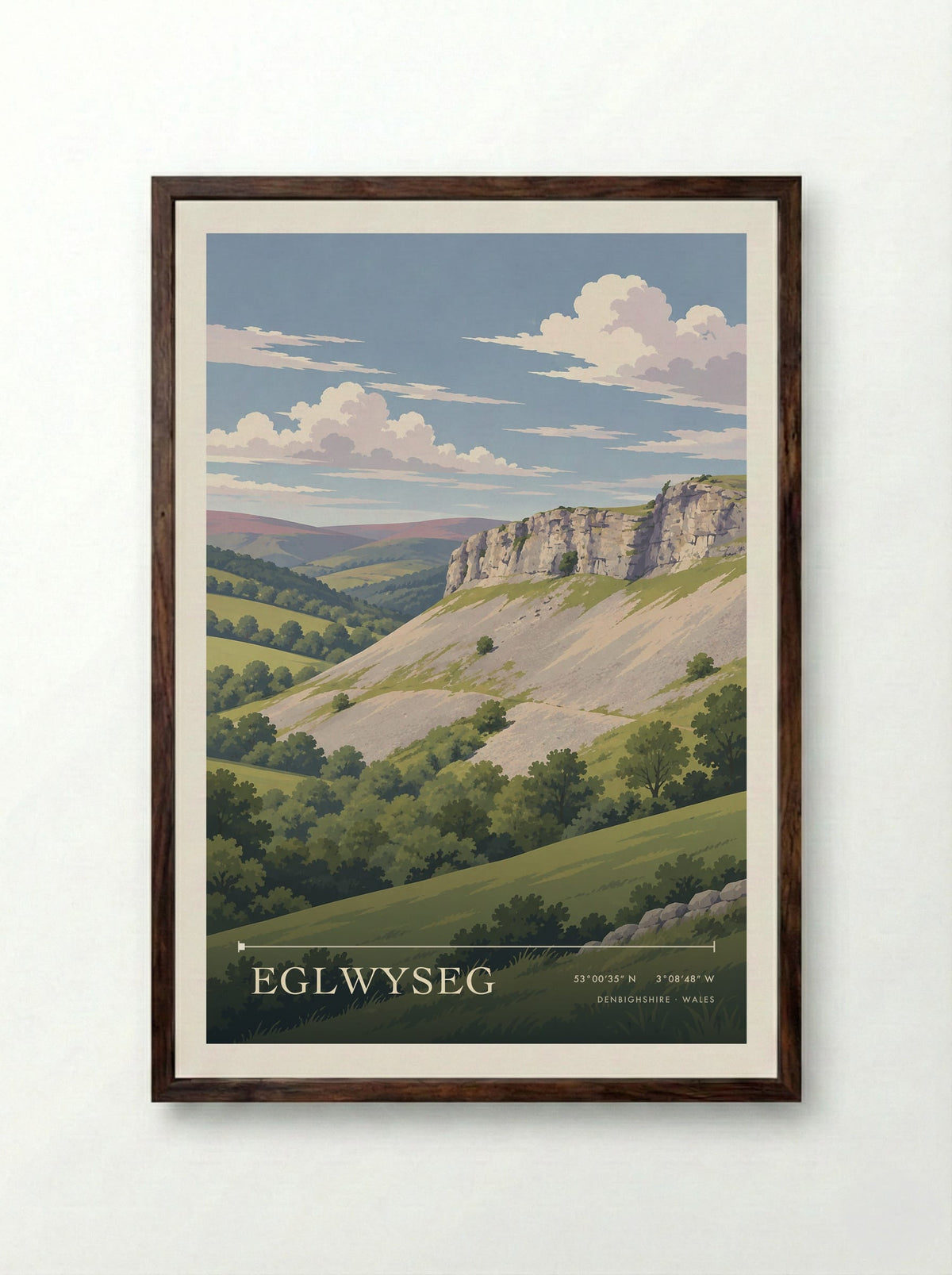 Eglwyseg, Denbighshire | Travel Poster - Framed Print Dark Wood