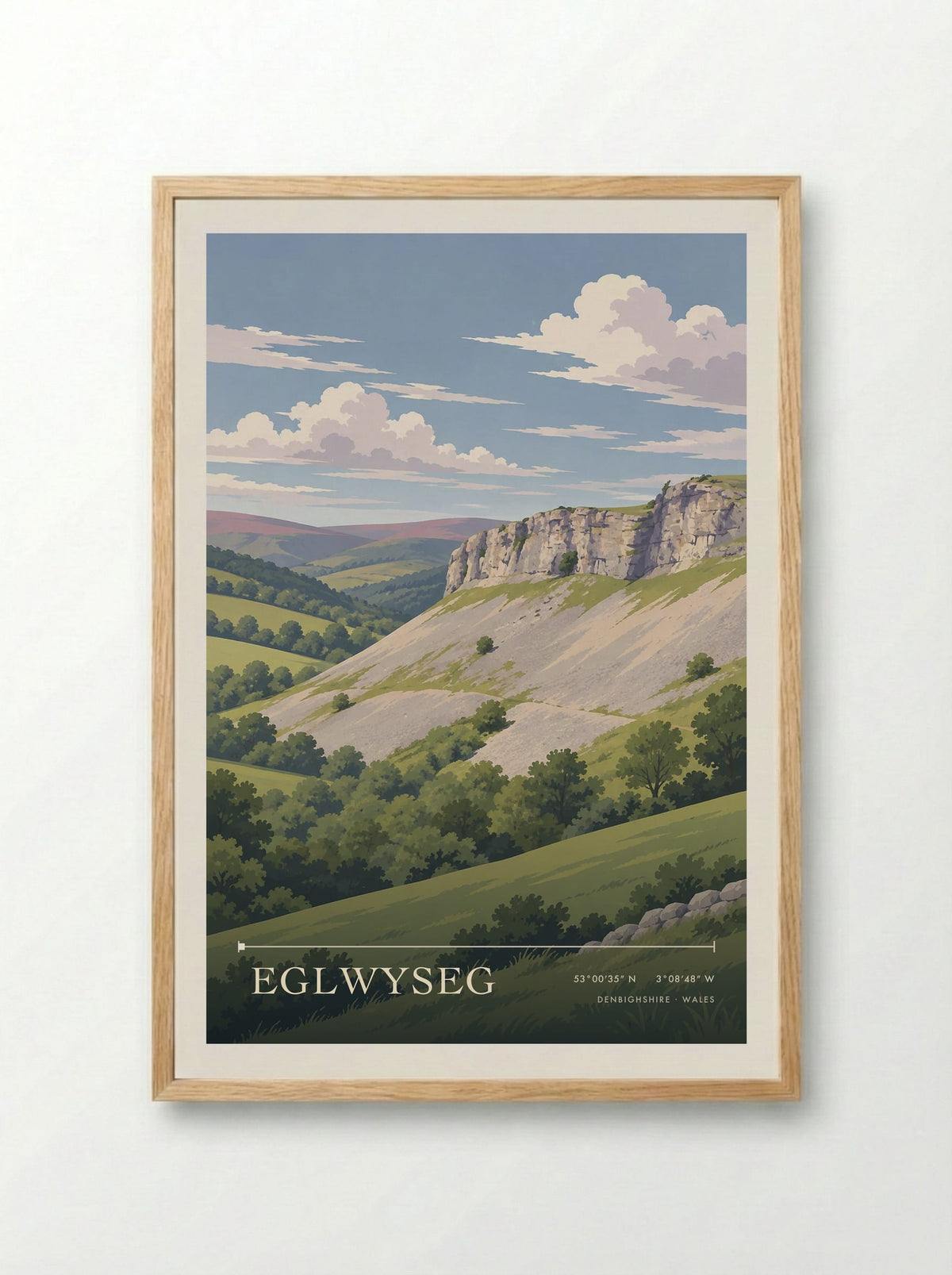 Eglwyseg, Denbighshire | Travel Poster - Framed Print Wood