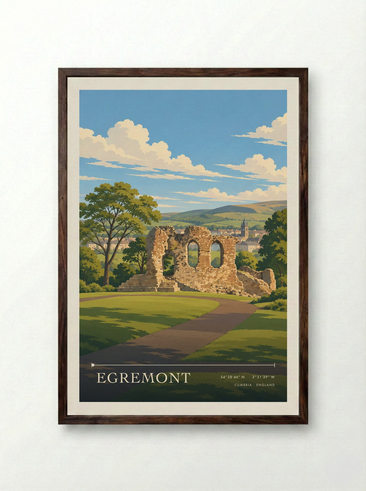 Egremont, Cumbria | Travel Poster - Framed Print Dark Wood