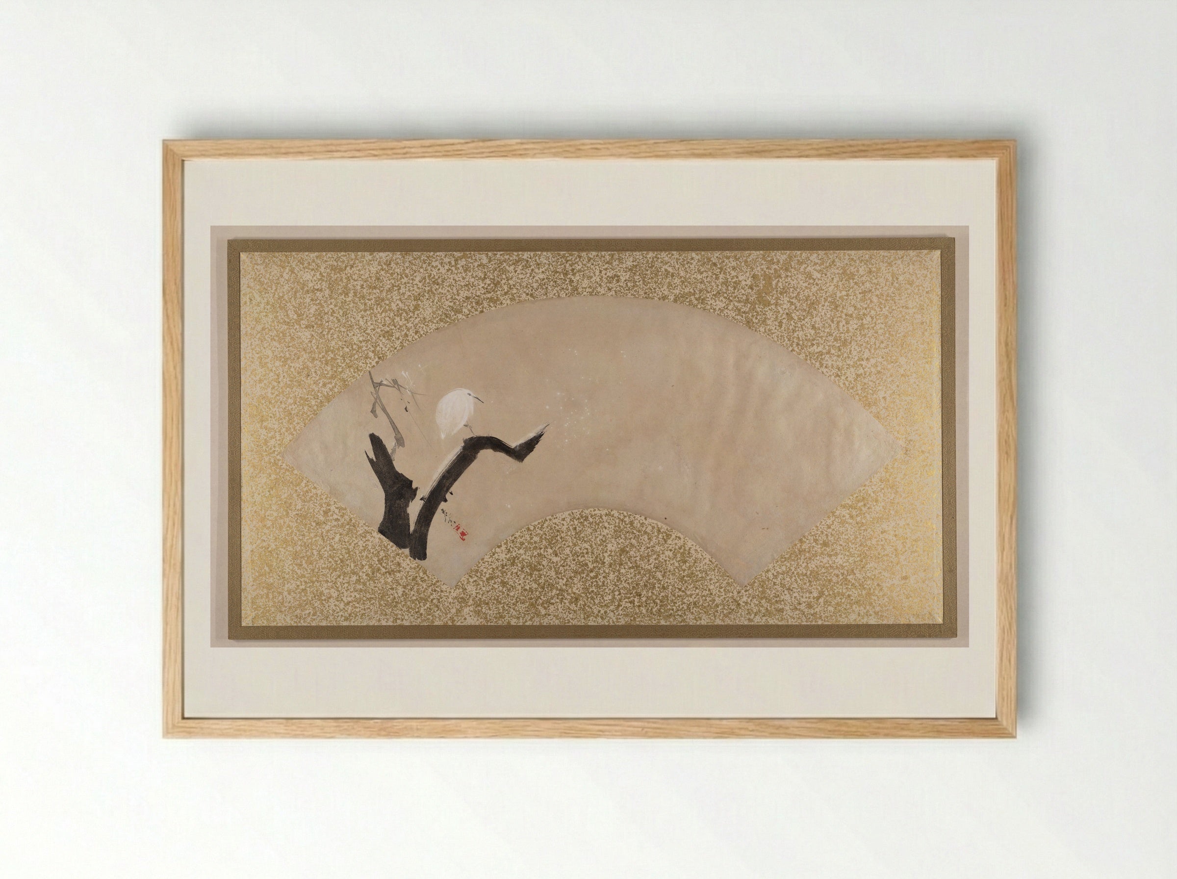 Egret on Tree Stump - Shibata Zeshin - Framed Print Wood