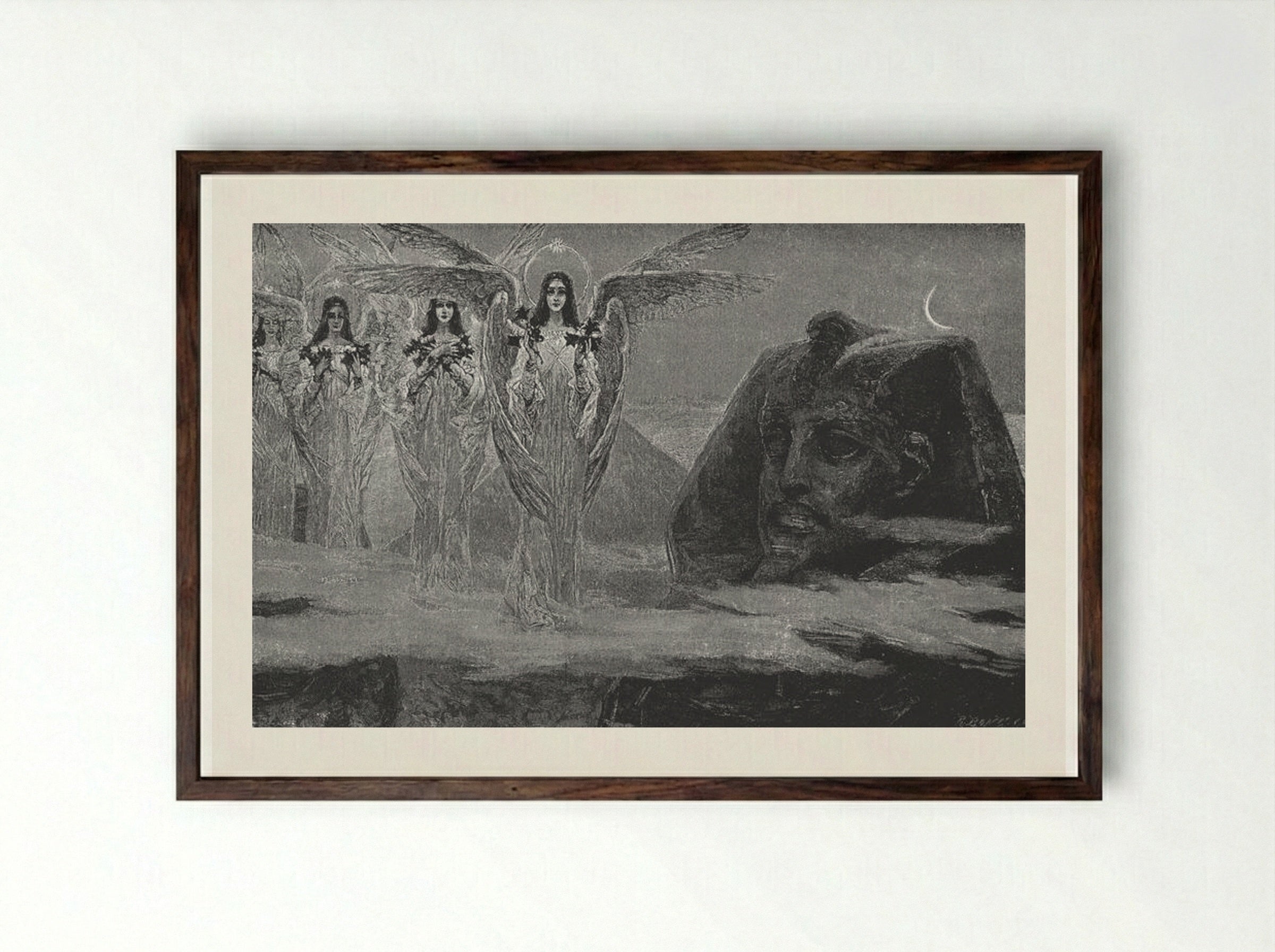 Egypt Receives the Light - Wilhelm Kotarbinski - Framed Print Dark Wood
