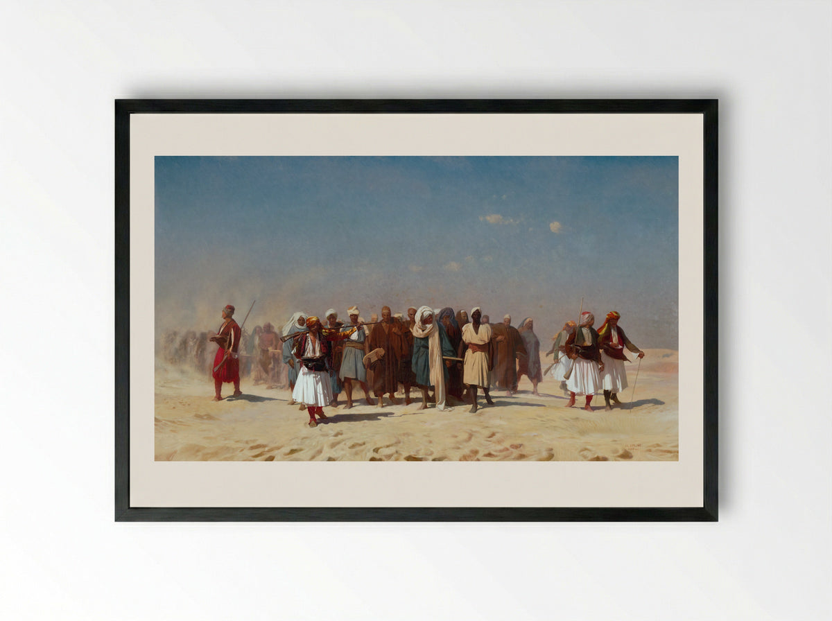 Egyptian Recruits Crossing the Desert - Jean-Léon Gérôme - Framed Print Black