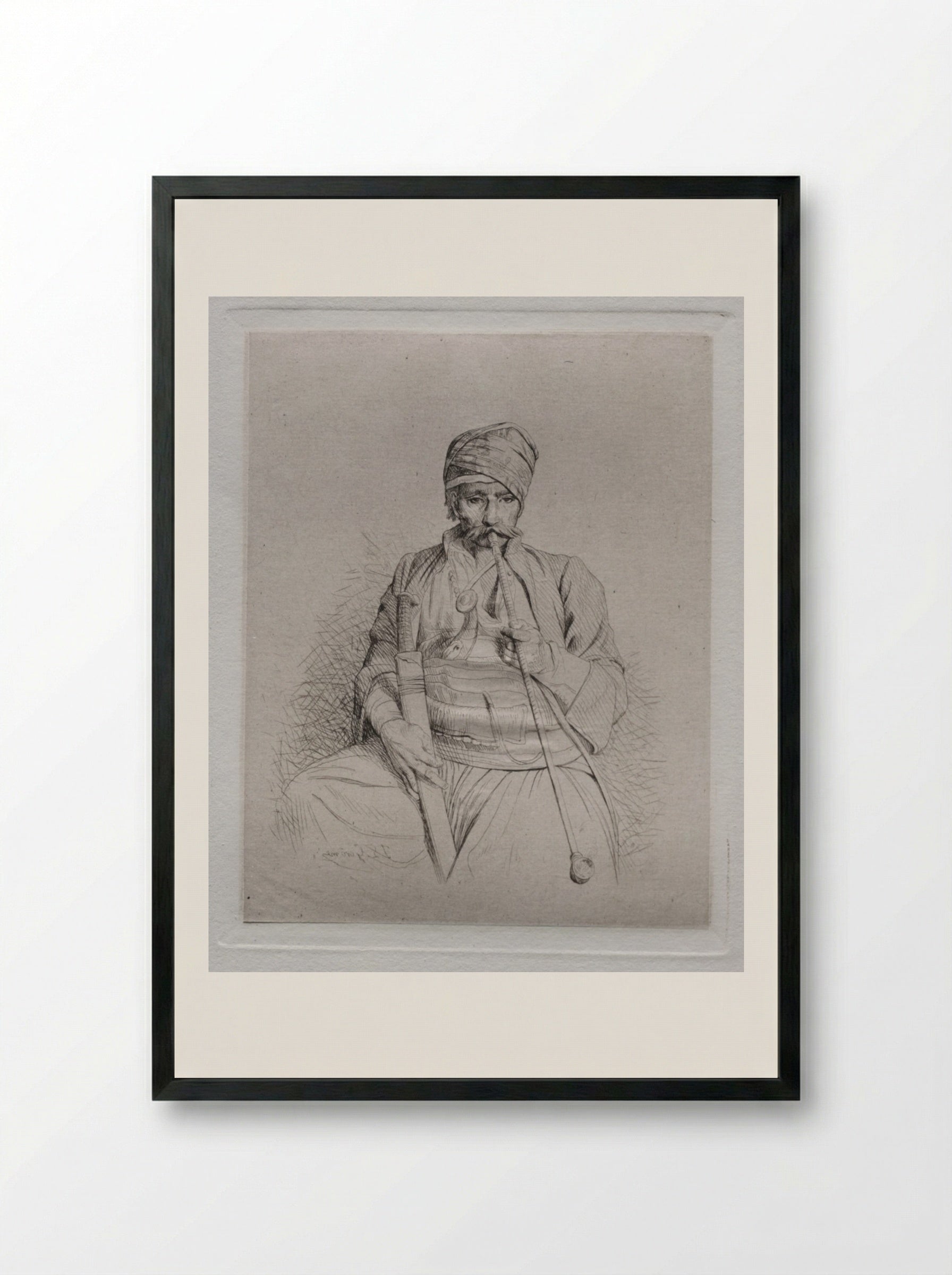 Egyptian Smoker - Jean-Léon Gérôme - Framed Print Black