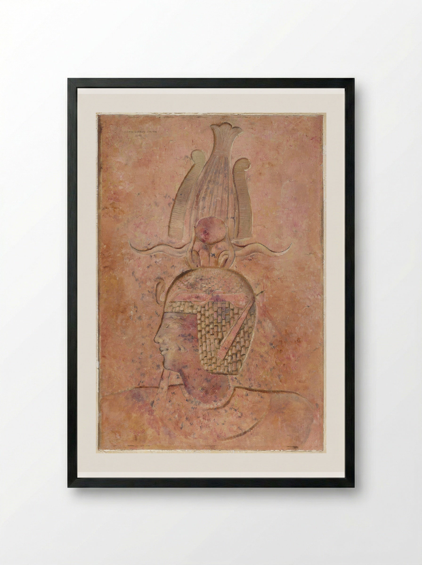 Egyptian Sunk Relief Depicting a King - Joseph Lindon Smith - Framed Print Black