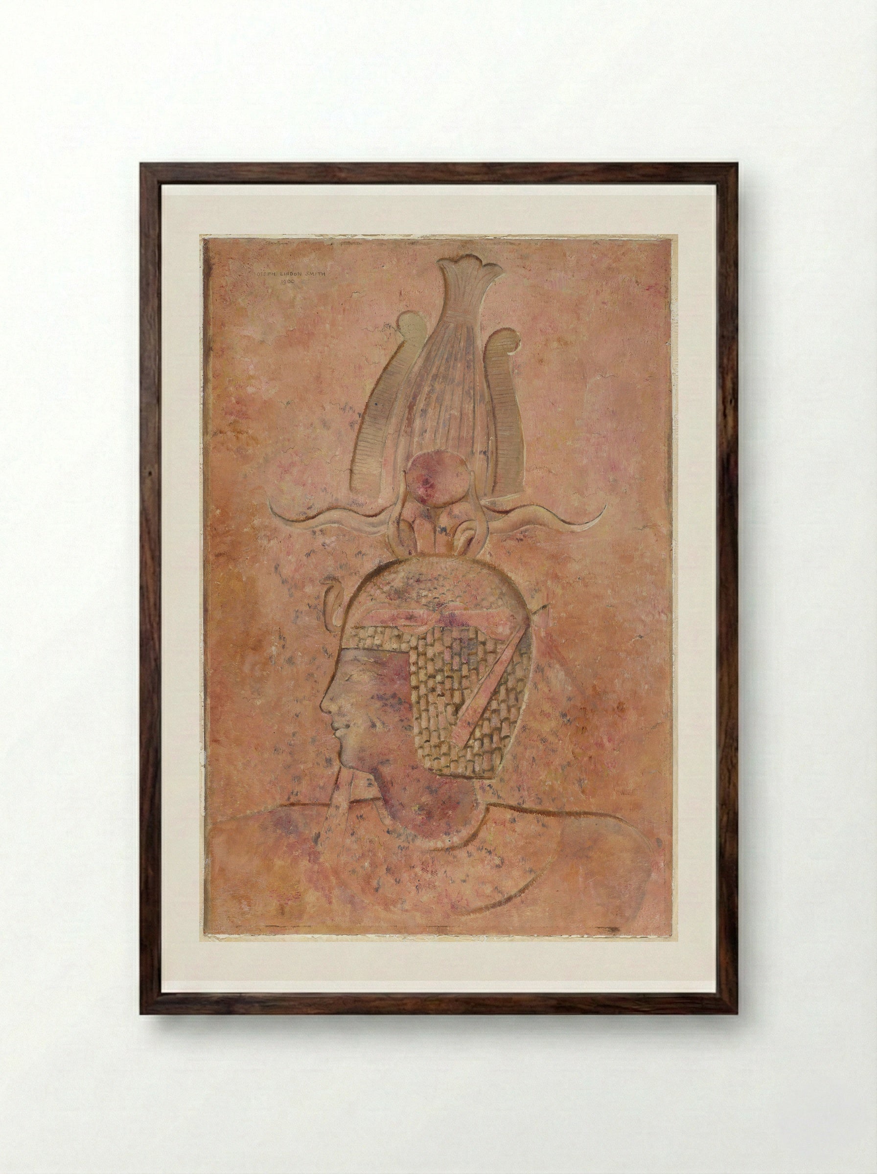 Egyptian Sunk Relief Depicting a King - Joseph Lindon Smith - Framed Print Dark Wood