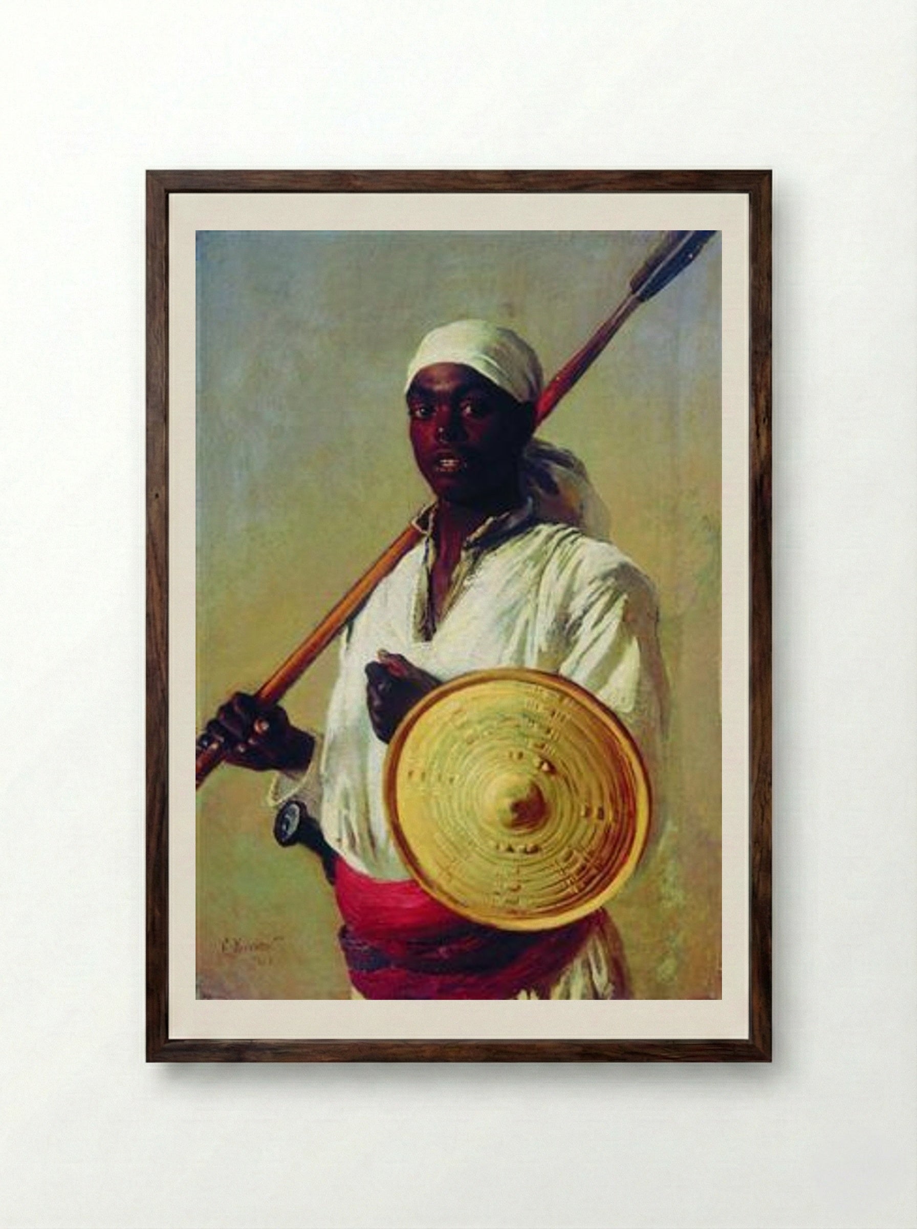 Egyptian Warrior - Konstantin Makovsky - Framed Print Dark Wood