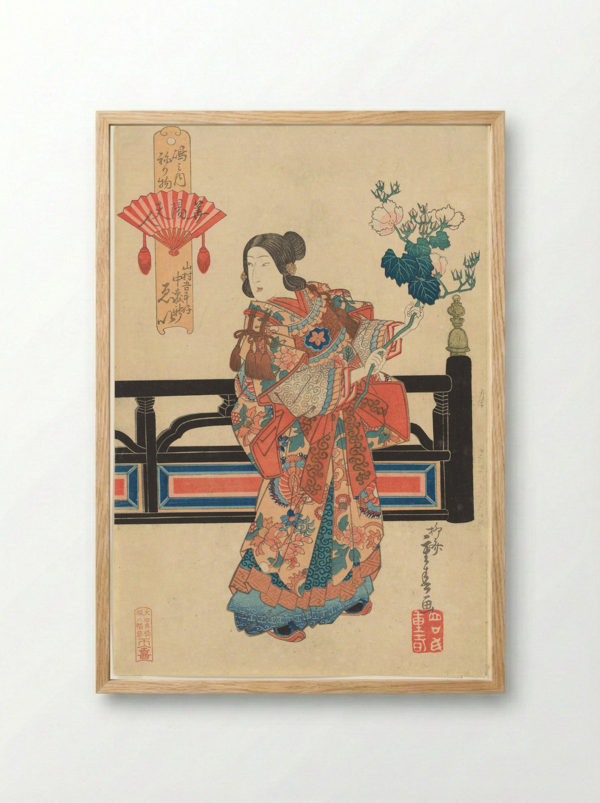 Ei of the Nakamoriken Brothel as Lady Huayang - Ryūsai Shigeharu - Framed Print Wood