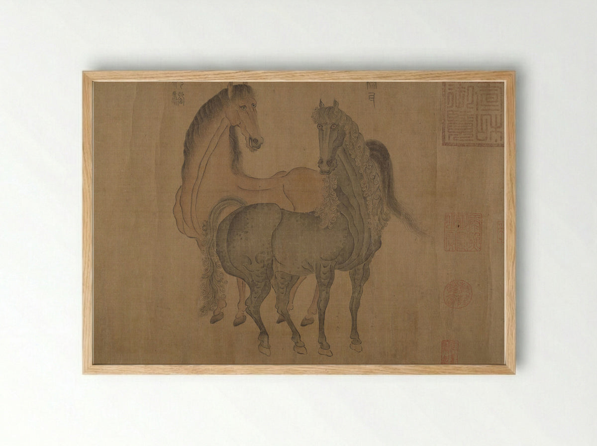 Eight Horses - Zhao Mengfu - Framed Print Wood