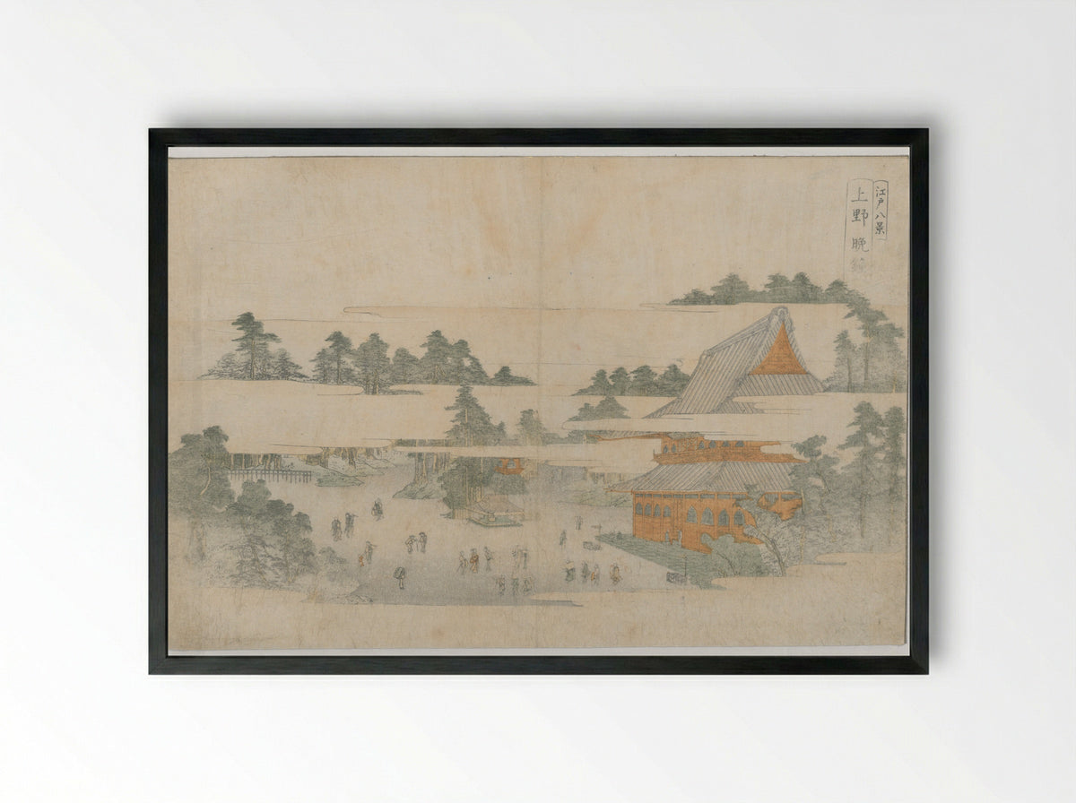Eight Views of Edo (Edo Hakkei) - Utagawa Toyohiro - Framed Print Black