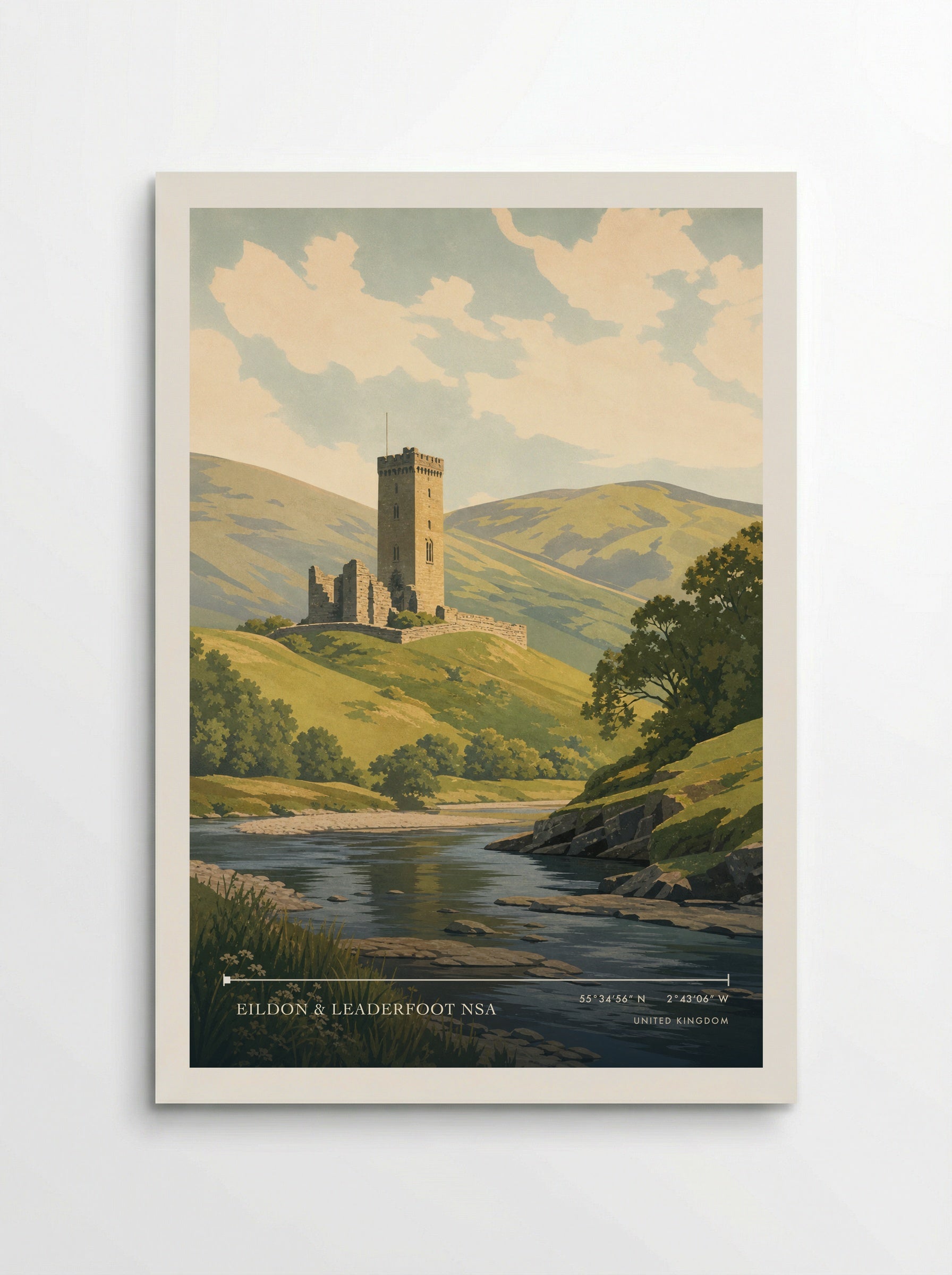 Eildon and Leaderfoot National Scenic Area United Kingdom Travel Poster - Poster
