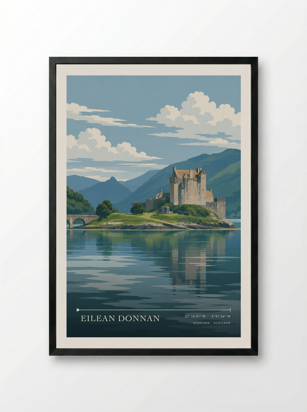 Eilean Donnan, Highland | Travel Poster - Framed Print Black