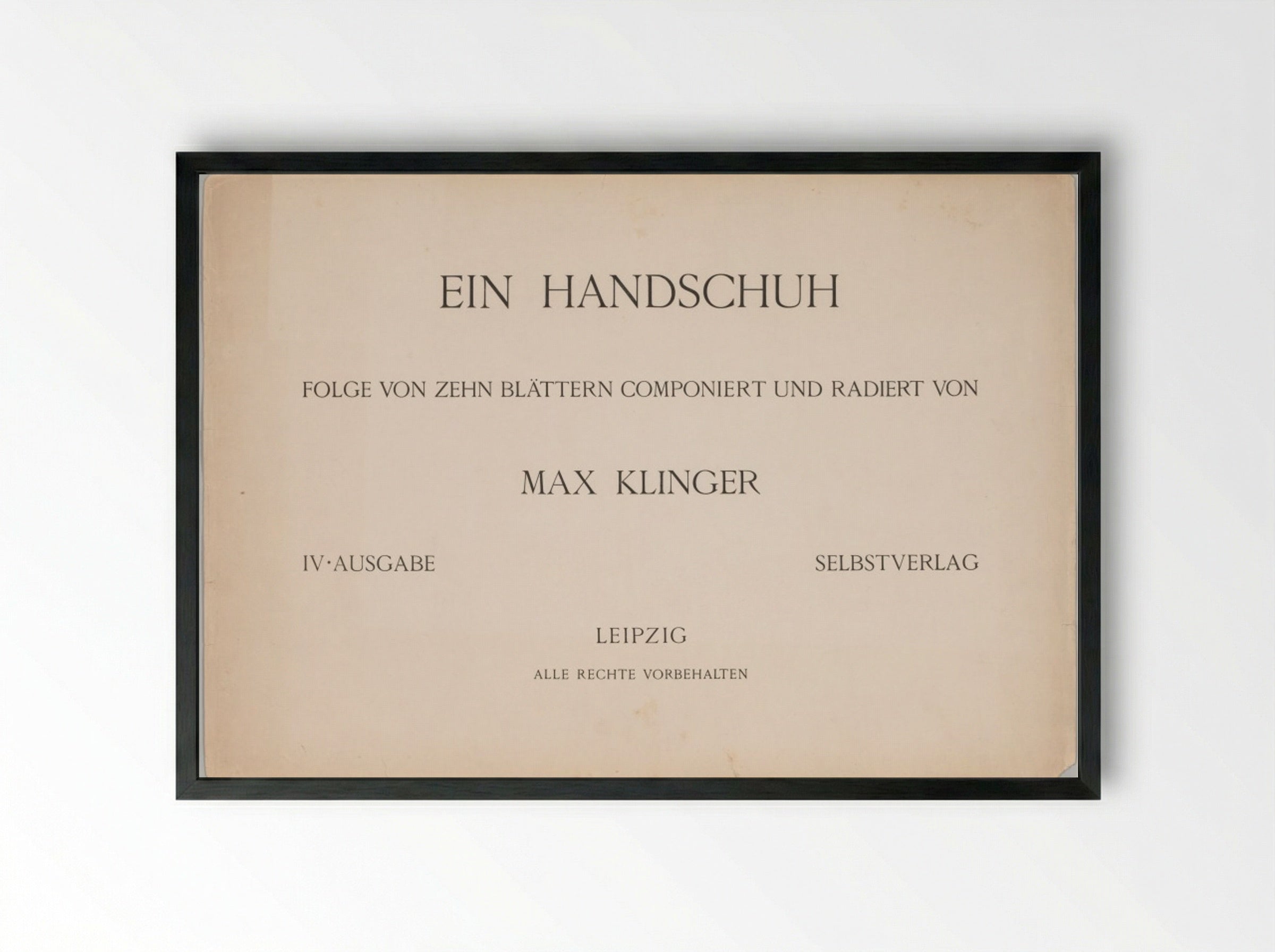 Ein Handschuh (Title Page) - Max Klinger - Framed Print Black