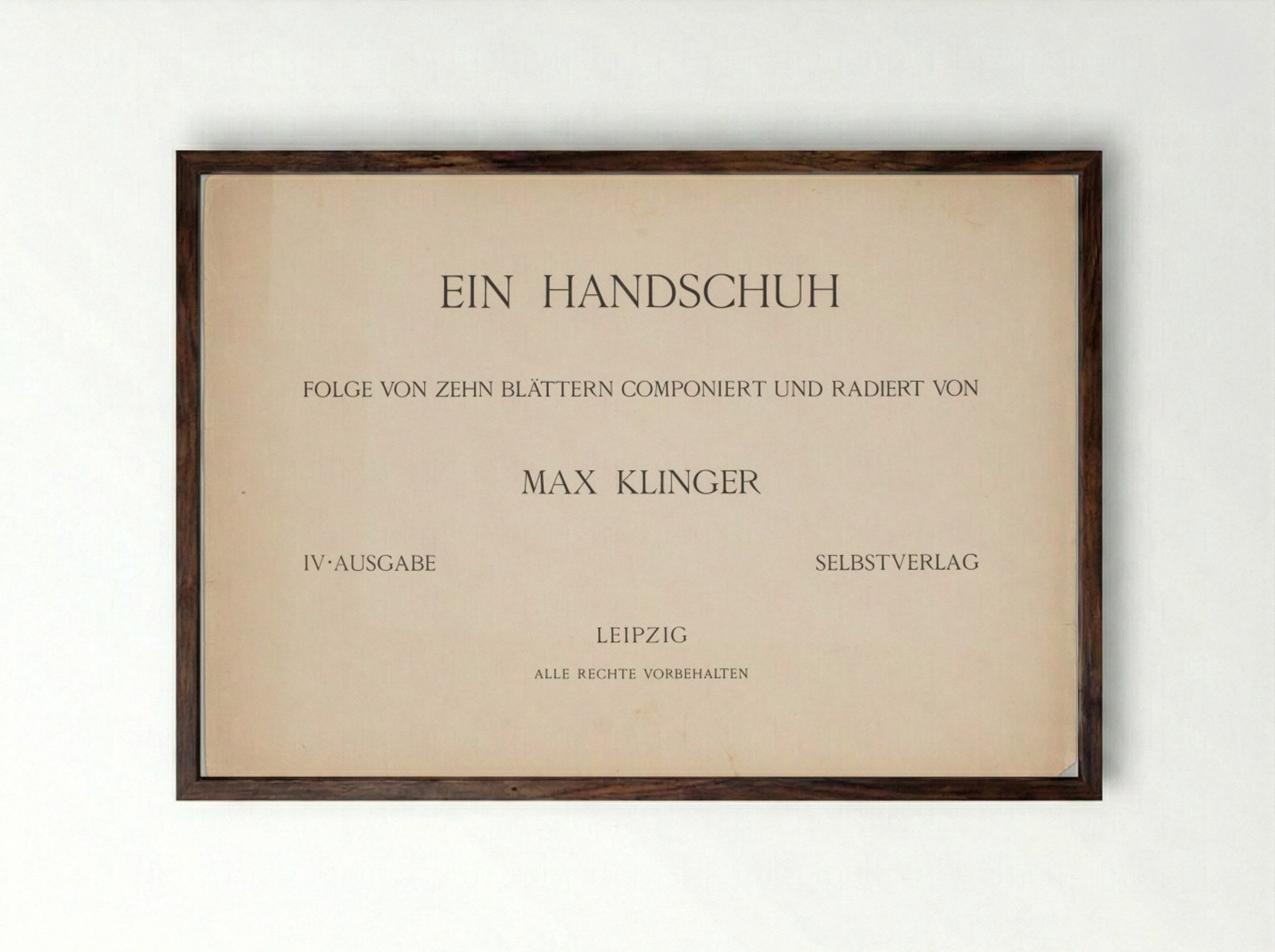 Ein Handschuh (Title Page) - Max Klinger - Framed Print Dark Wood
