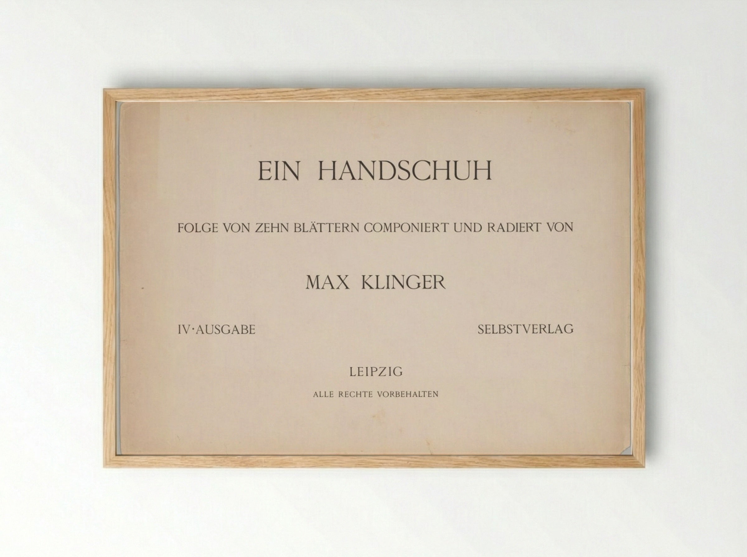 Ein Handschuh (Title Page) - Max Klinger - Framed Print Wood