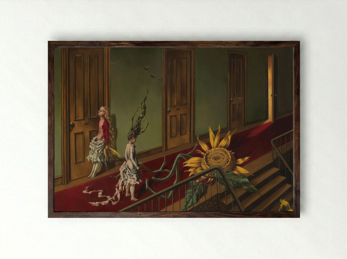 Eine Kleine Nachtmusik - Dorothea Tanning - Framed Print Dark Wood
