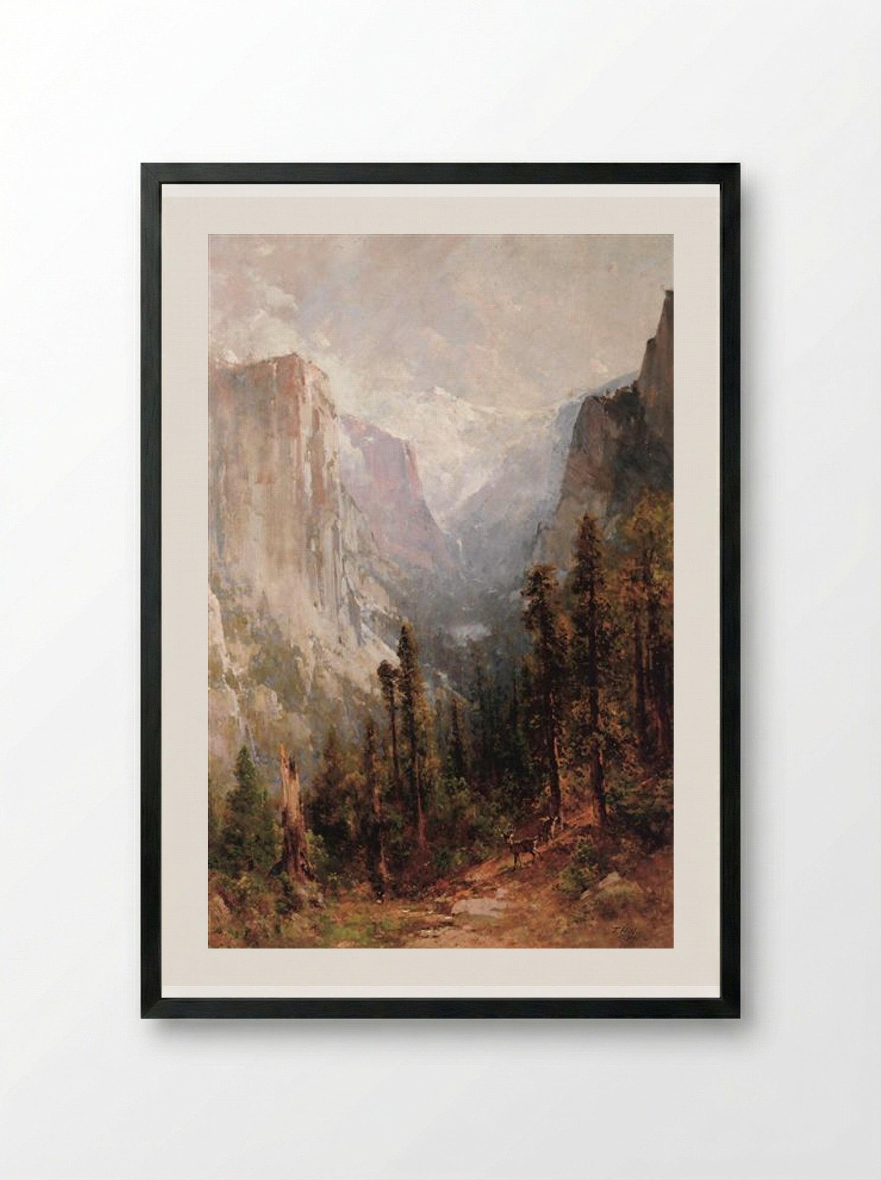 El Capitan with Clouds Rest beyond, Yosemite - Thomas Hill - Framed Print Black