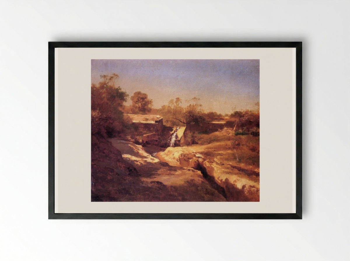 El río de Tacubaya - José María Velasco - Framed Print Black