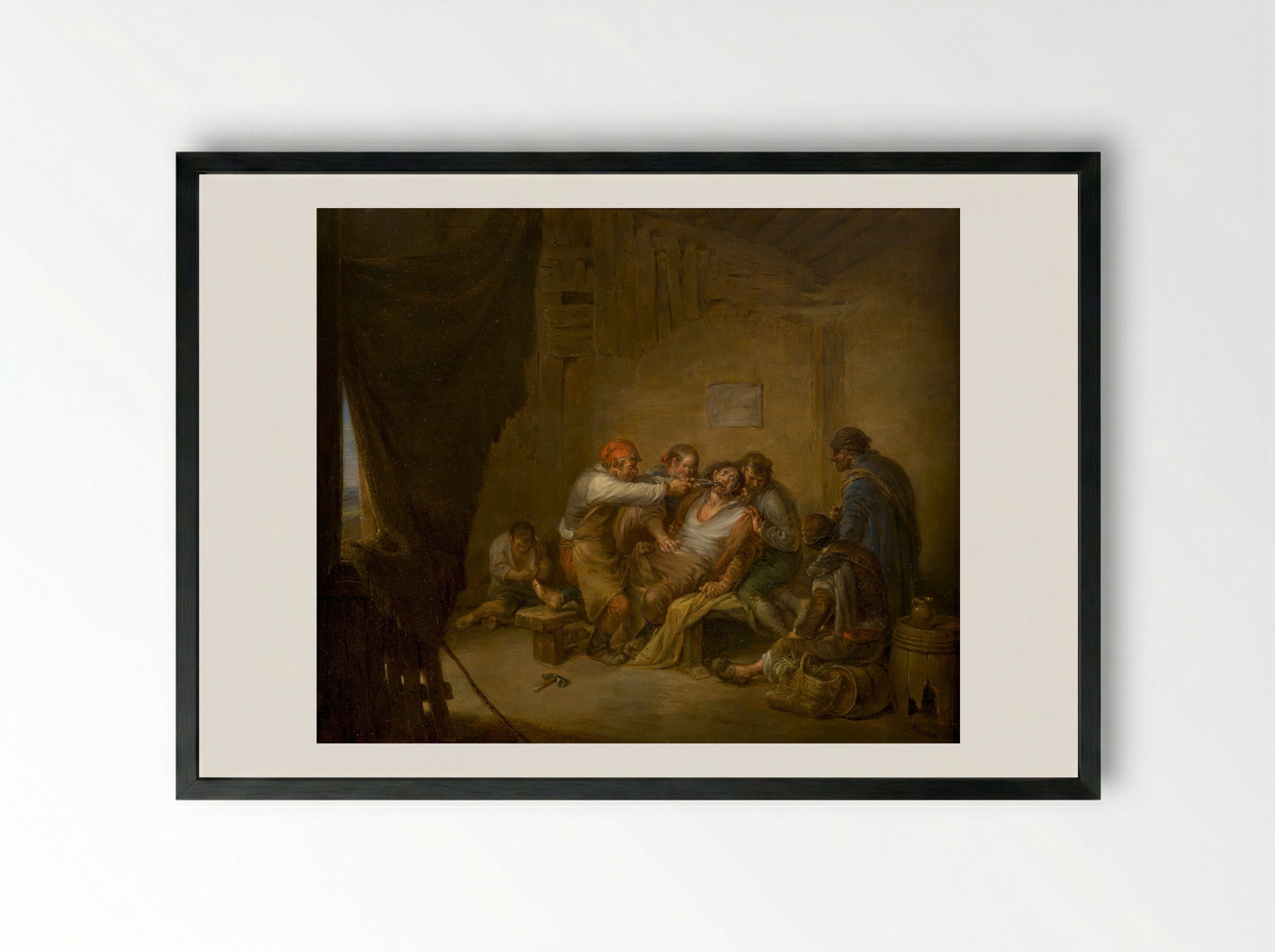 El sacamuelas (The Toothpuller) - Leonardo Alenza - Framed Print Black