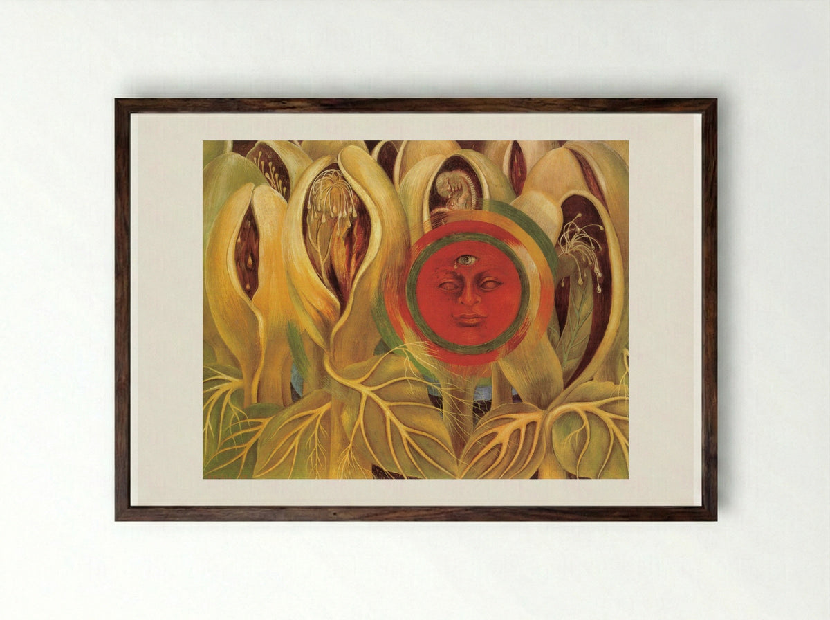 El sol de la vida (Sun and Life) - Frida Kahlo - Framed Print Dark Wood
