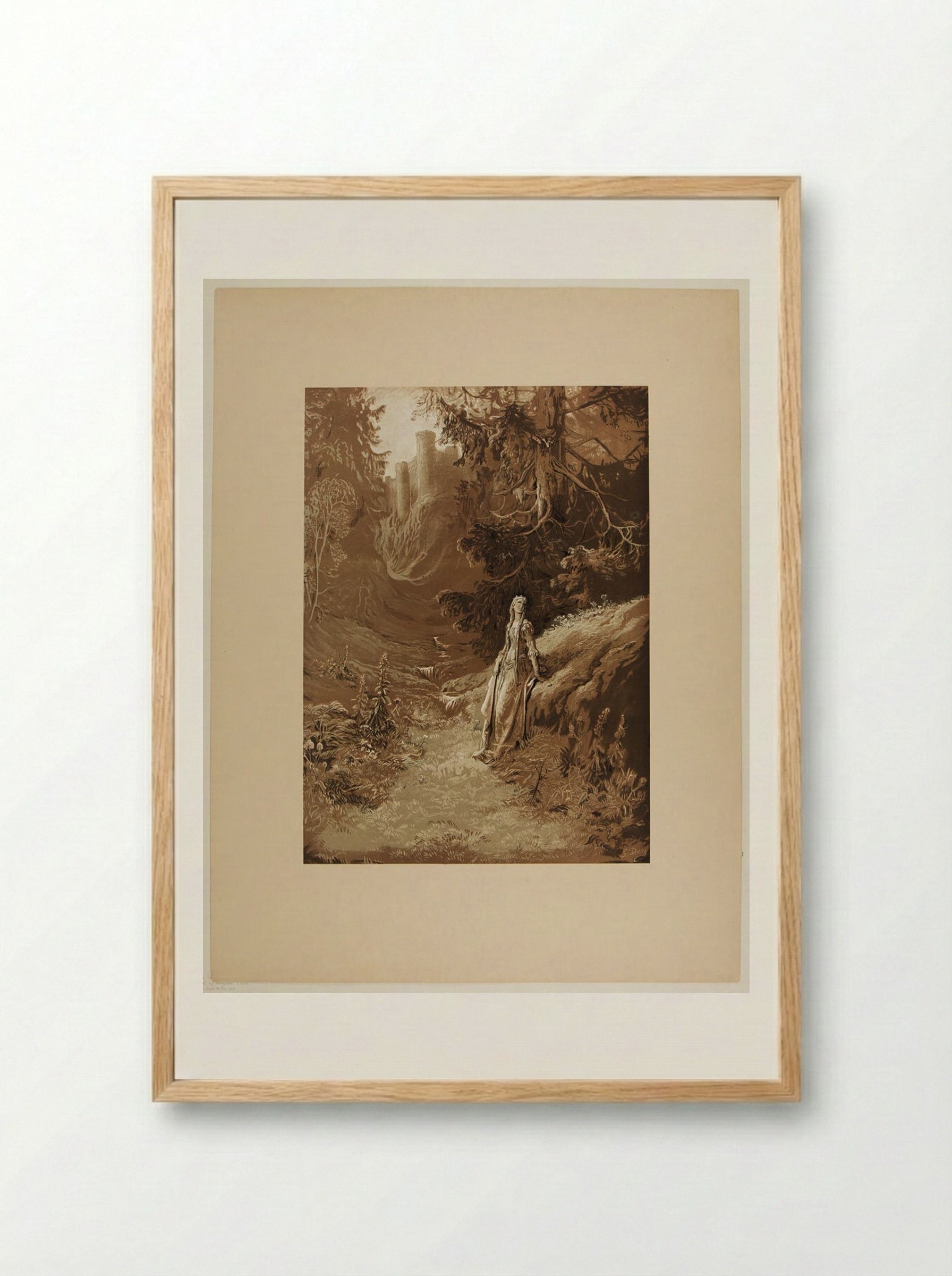 Elaine on the Road to the Cave - Gustave Doré - Framed Print Wood