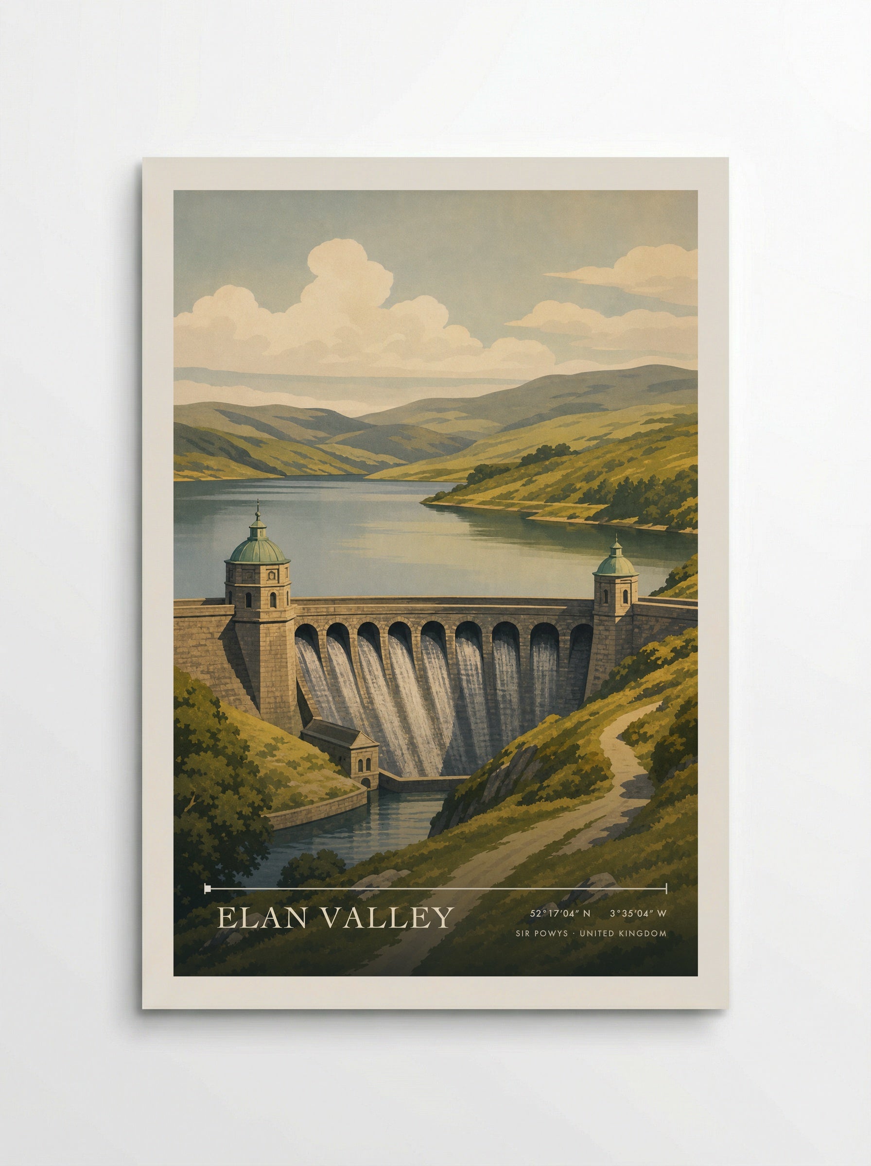 Elan Valley Sir Powys United Kingdom Travel Poster - Poster