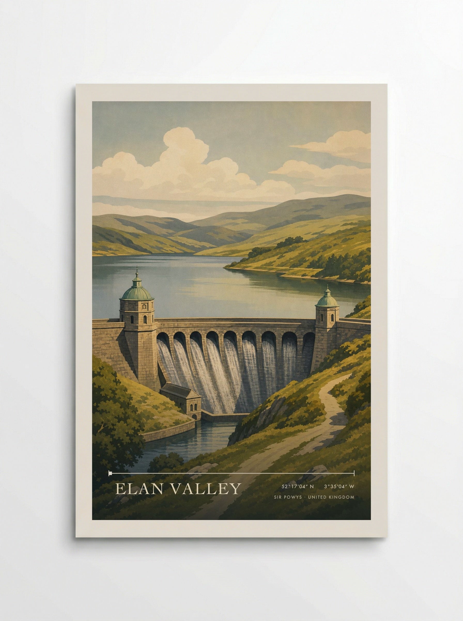 Elan Valley Sir Powys United Kingdom Travel Poster - Poster