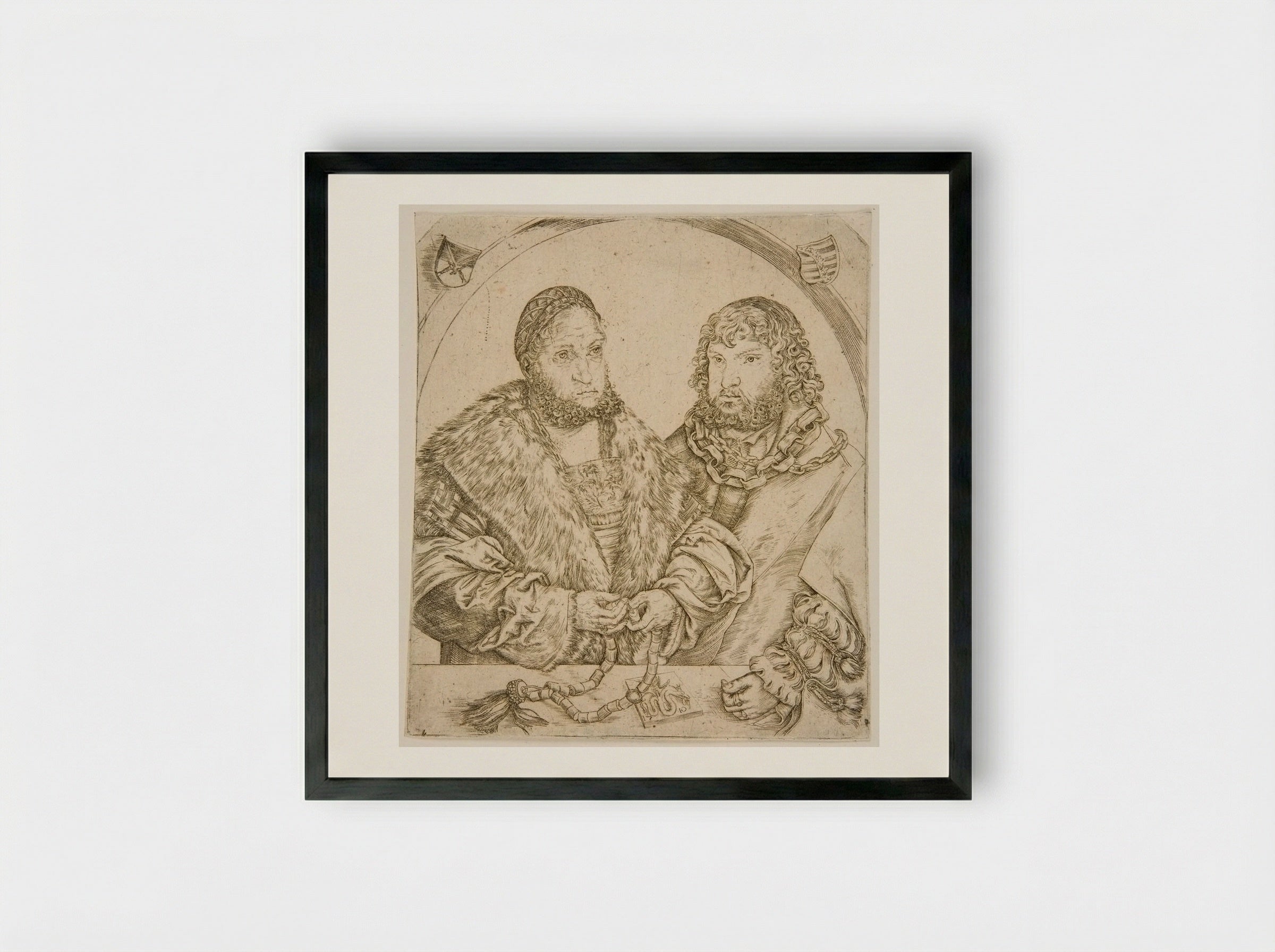 Electors Frederick III, the Wise, and his brother John the Constant - Lucas Cranach the Elder - Framed Print Black