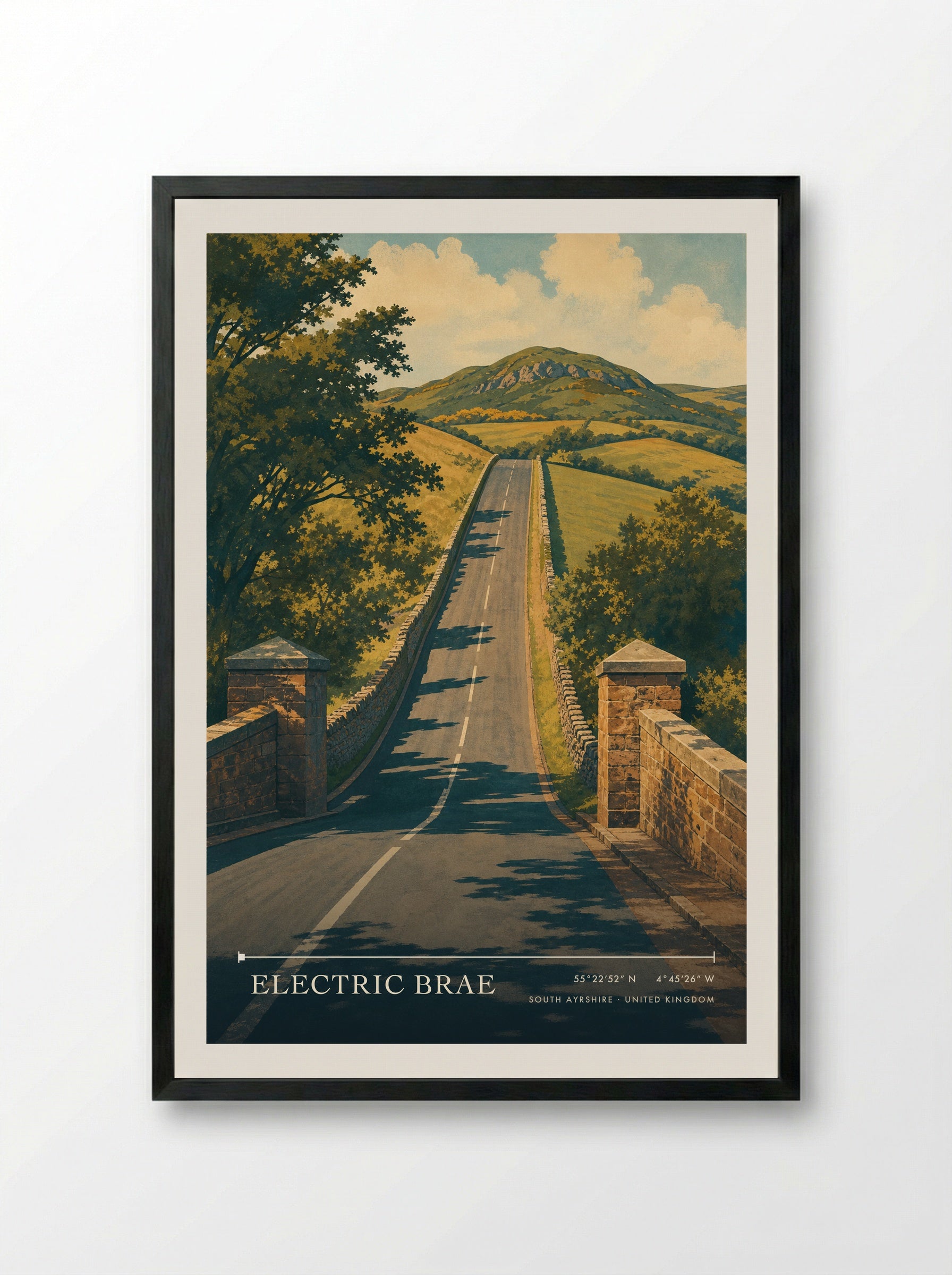 Electric Brae South Ayrshire United Kingdom Travel Poster - Framed Print Black