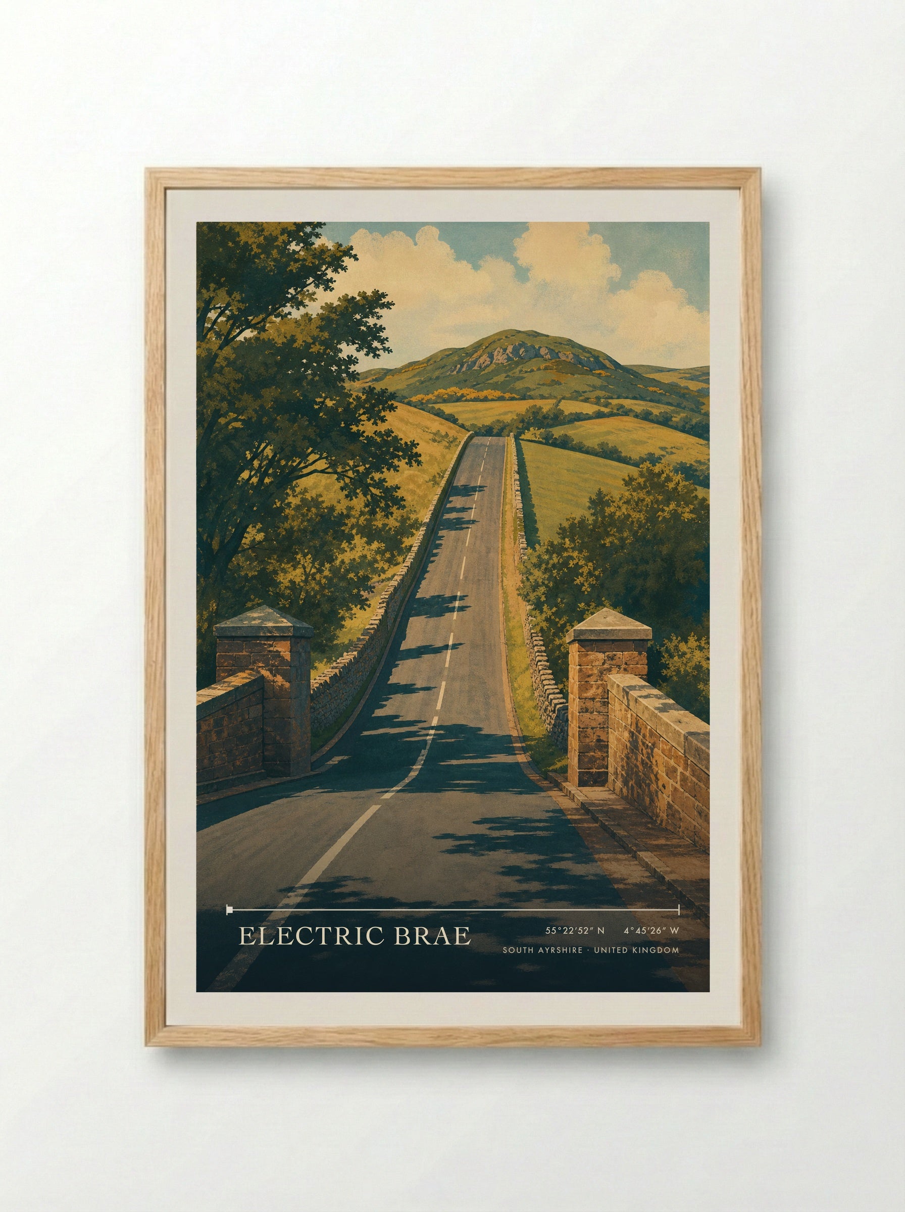 Electric Brae South Ayrshire United Kingdom Travel Poster - Framed Print Wood