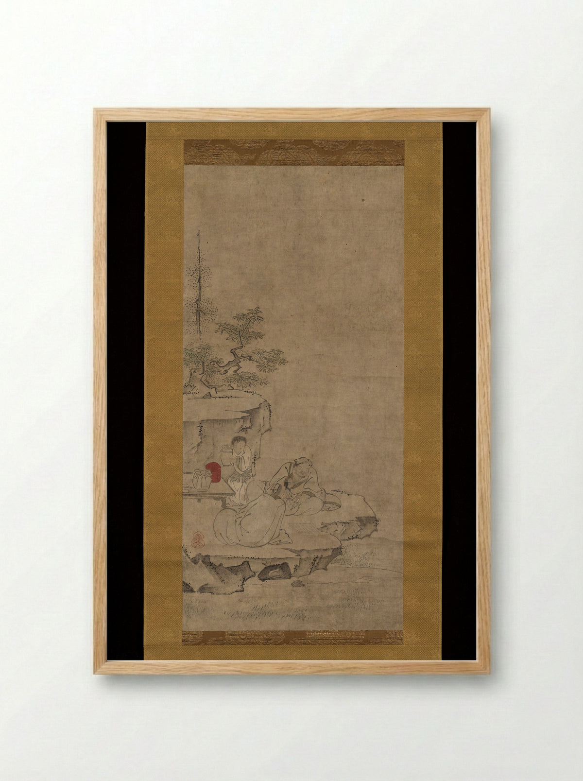 Elegant Conversation in Mountains - Tenshō Shūbun - Framed Print Wood