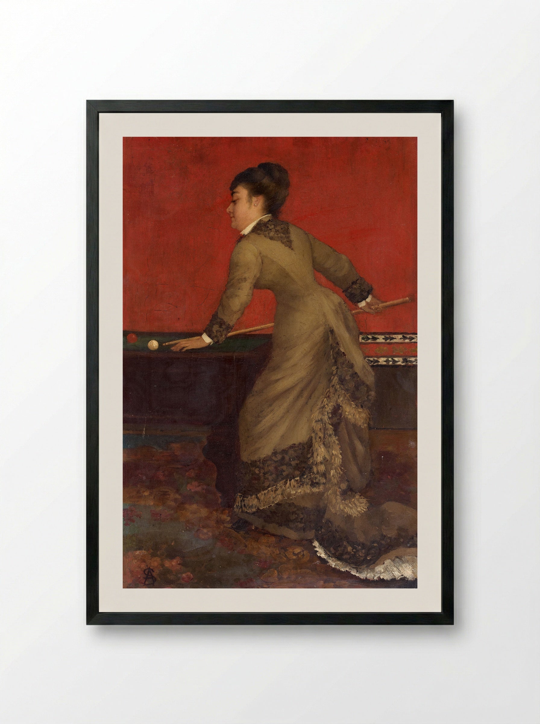 Elegant at Billiards - Alfred Stevens - Framed Print Black