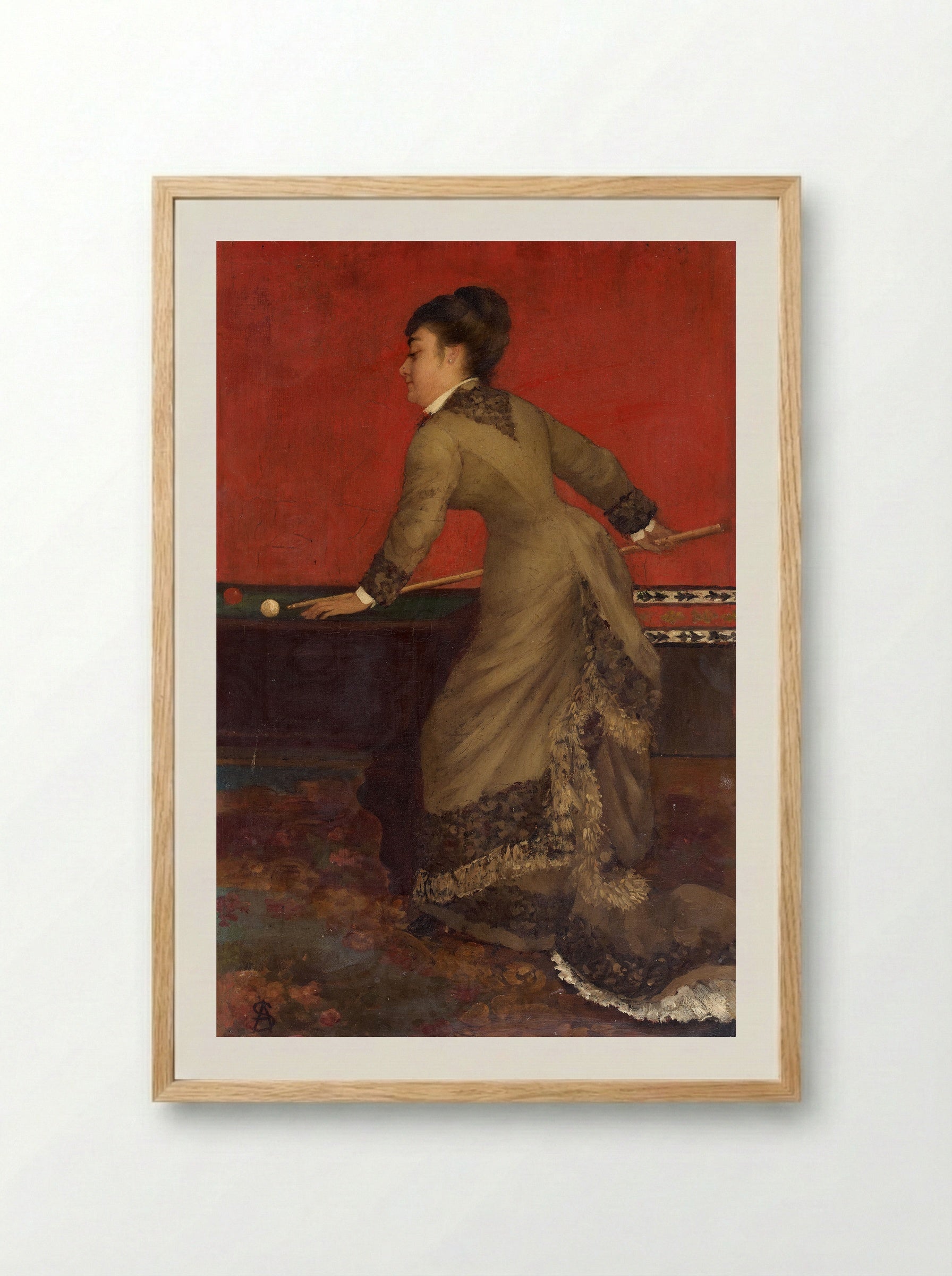 Elegant at Billiards - Alfred Stevens - Framed Print Wood