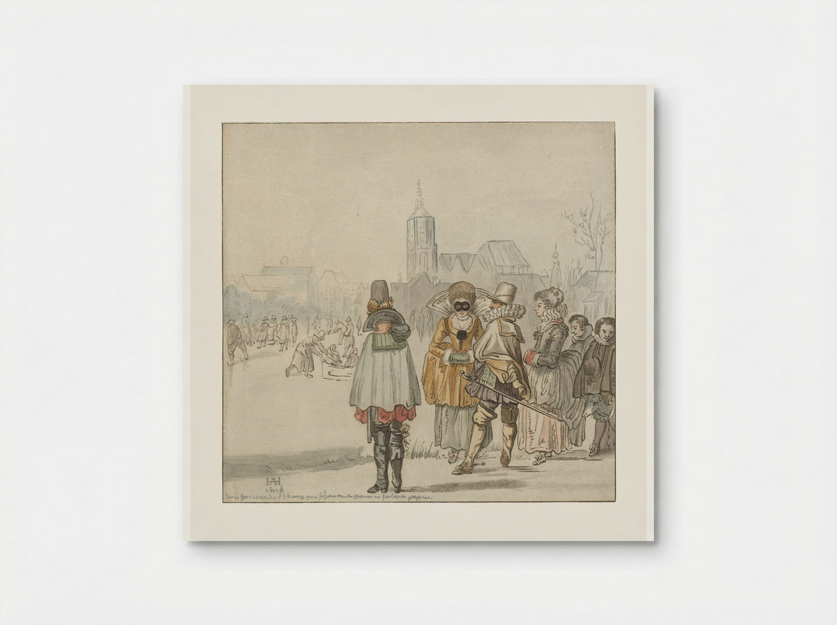 Elegant gezelschap op het ijs - Cornelis Ploos van Amstel - Poster