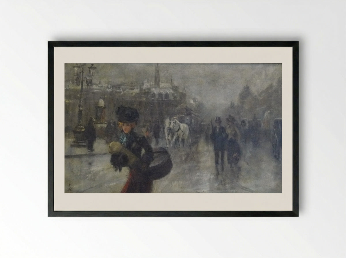 Elegant on the Boulevards - Alfred Stevens - Framed Print Black